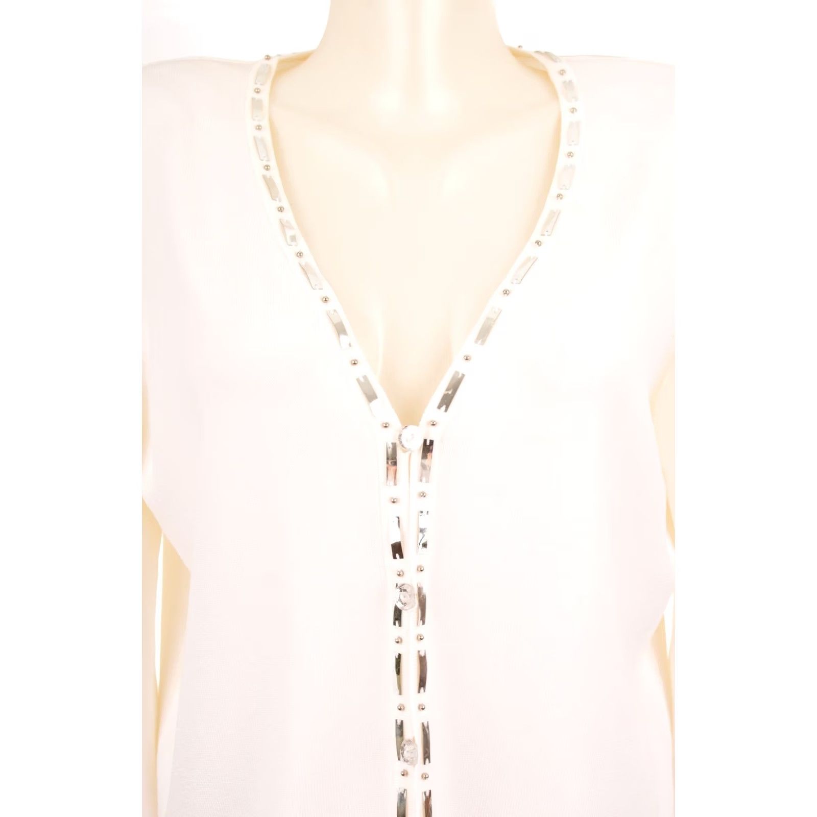 Escada VINTAGE Escada Cardigan Top Shirt Womens 42 White Cupro 88% Nylon 12% PA Germany 60cm 50cm 46cm 60cm 23.23" 90s? Size M / US 6-8 / IT 42-44 - 2 Thumbnail