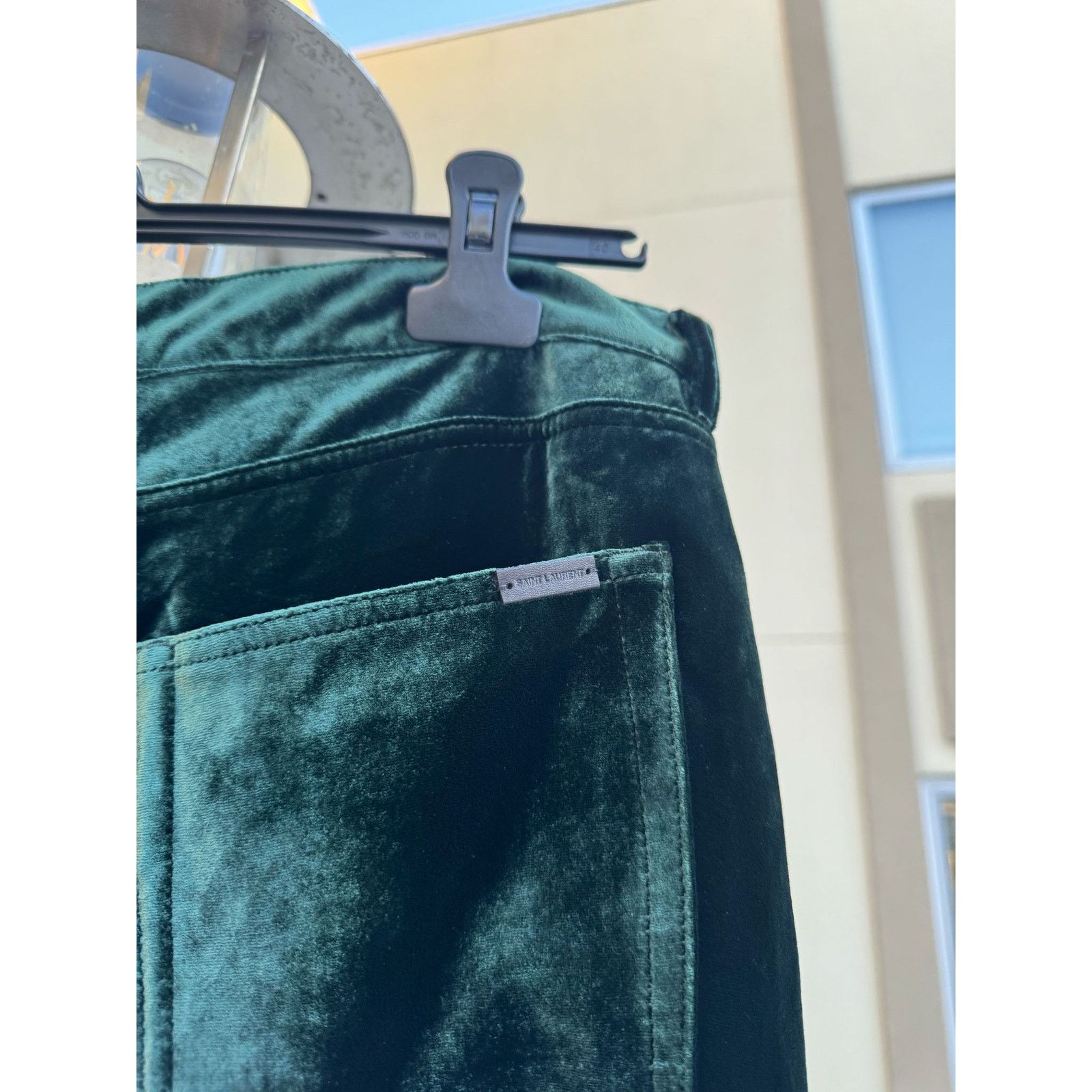 Saint Laurent Paris o1rshd1 Wide Leg Velvet / Velour Pants in Dark Forest Green Size US 34 / EU 50 - 10 Thumbnail