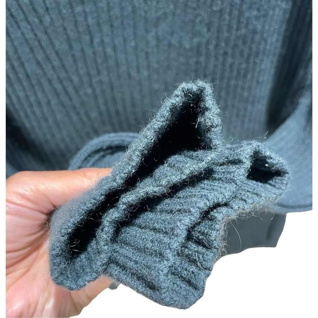 Vince Vince Dark Teal Cashmere Wool Ribbed Mock Neck Sweater S Size S / US 4 / IT 40 - 4 Thumbnail