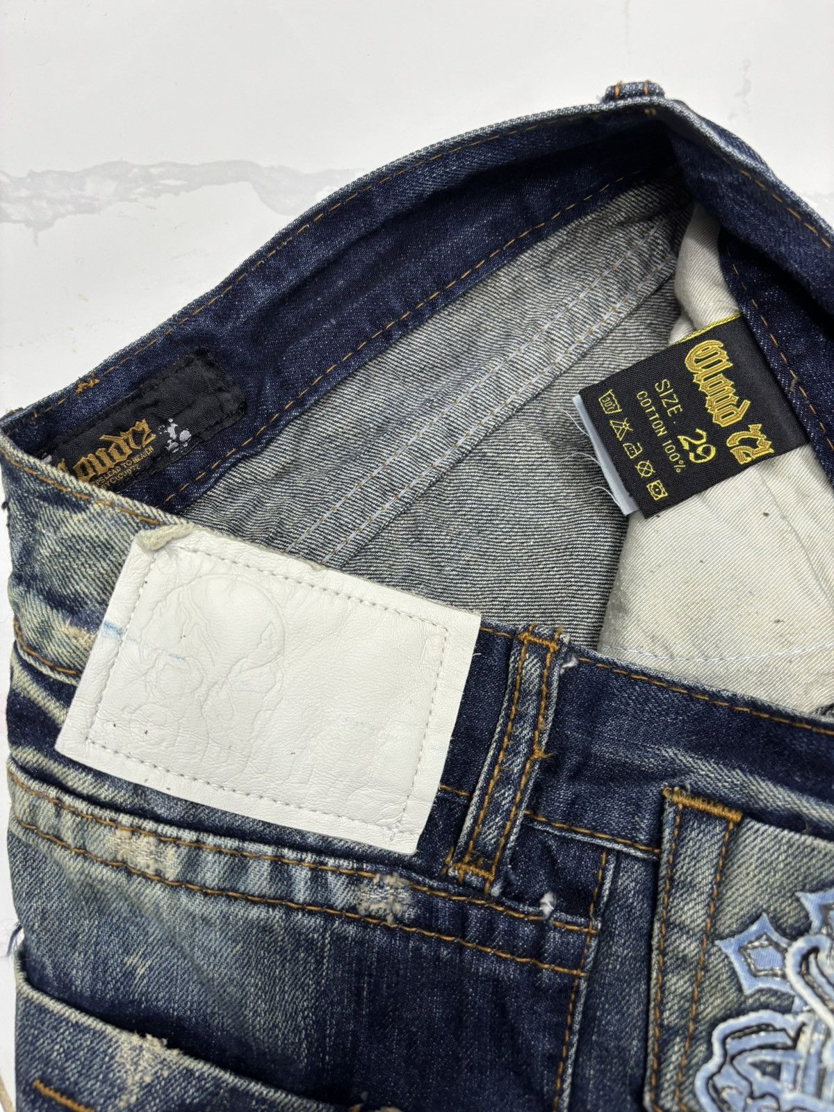 Number (N)ine Vintage Skulls Cross Patches Number Nine Style Denim Jeans Size US 29 - 10 Thumbnail
