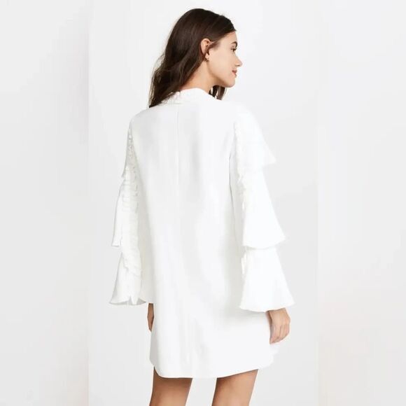 ALEXIS Alexis Marianna Tiered Bell Sleeved Ecru Mini Shift Dress Size S / US 4 / IT 40 - 5 Thumbnail