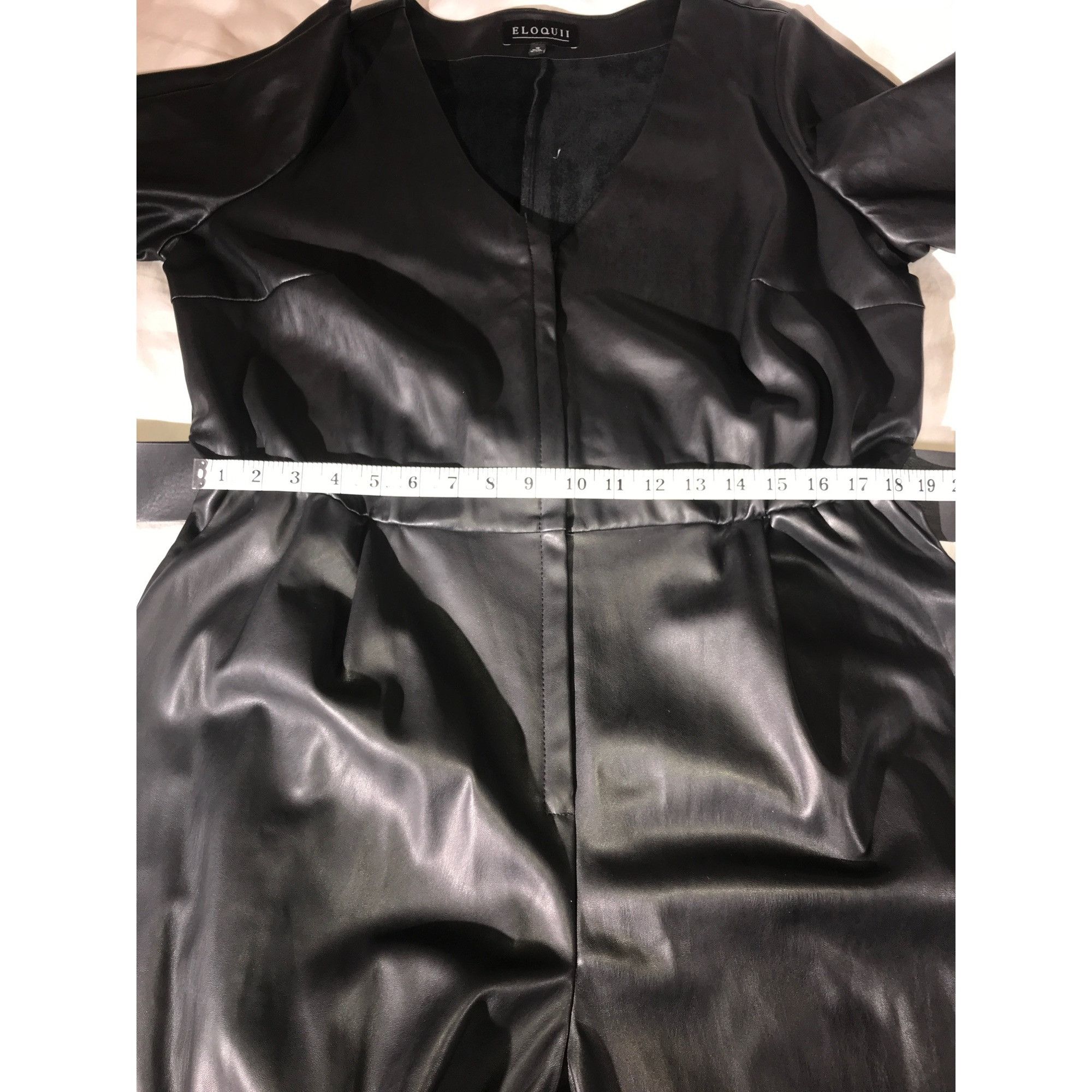 Other Eloquii Women's Black Plus Size Faux Leather Jumpsuit Size 40" / US 18 - 7 Thumbnail