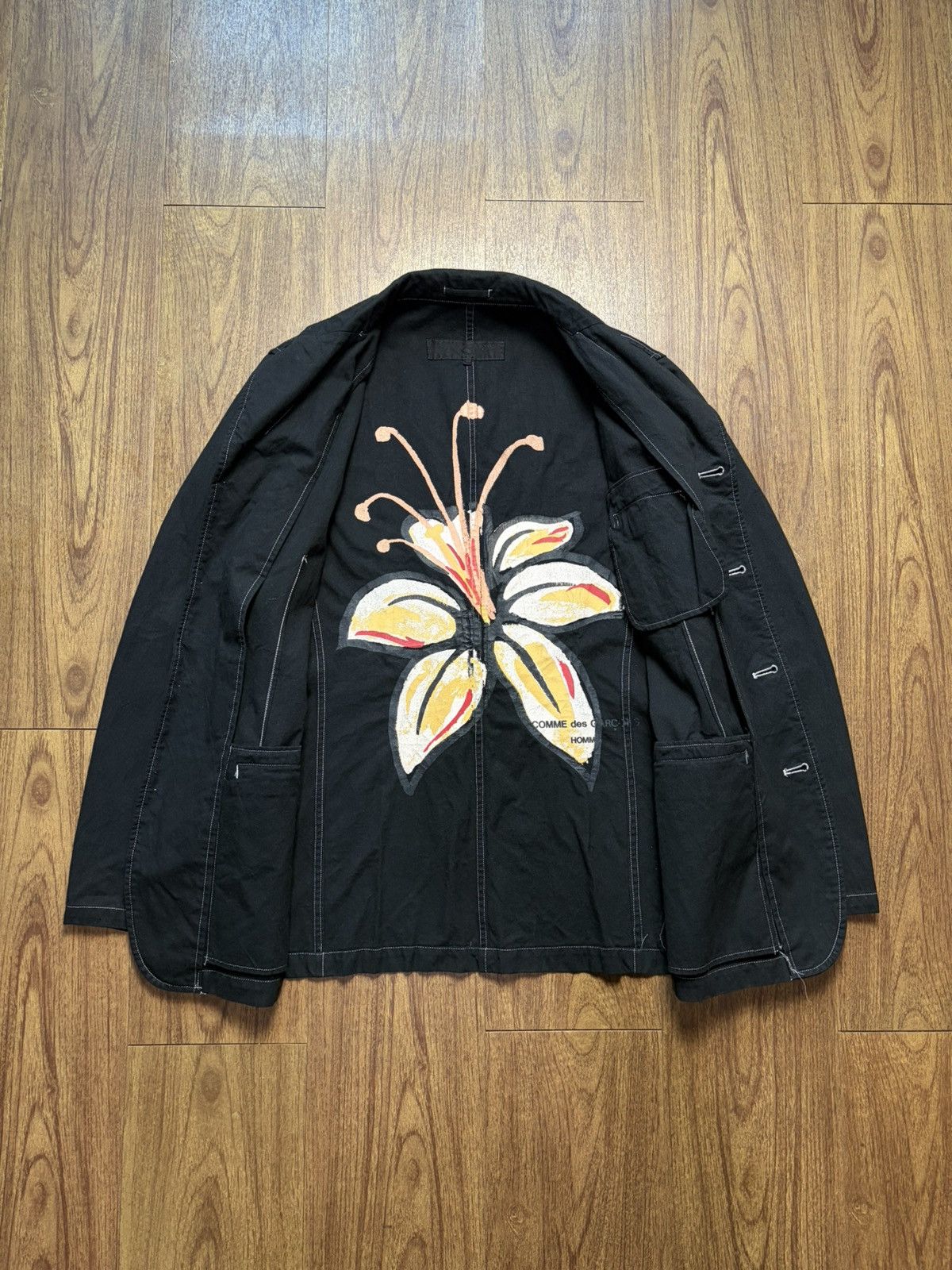 Comme des Garcons Homme FREE TAX! AD2002 Painted Flower Reversible Blazer Jacket Size US M / EU 48-50 / 2 - 2 Thumbnail
