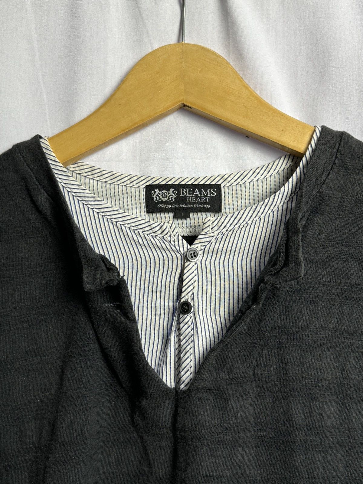Japanese Brand Distressed Stripe Shadow Beams Long Sleeve Size US L / EU 52-54 / 3 - 7 Thumbnail