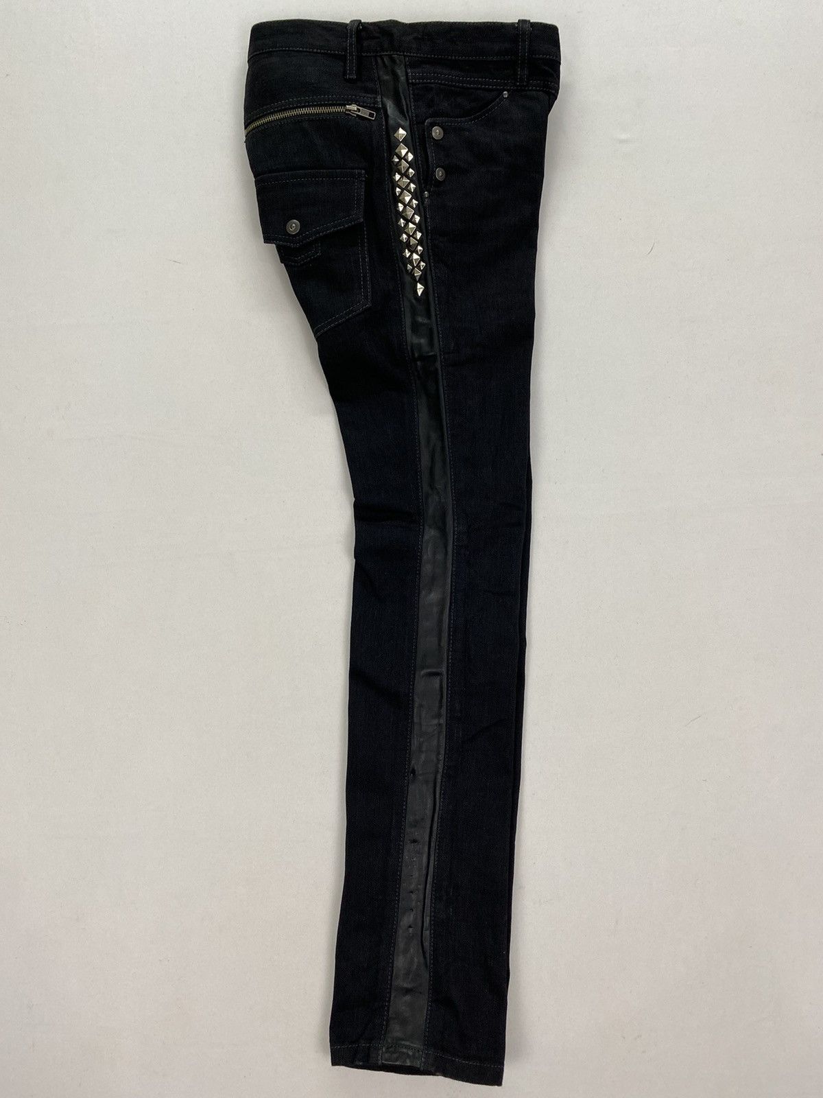Japanese Brand Mononofu Teru Nakano Leather Side Studded Denim Size US 30 / EU 46 - 12 Thumbnail