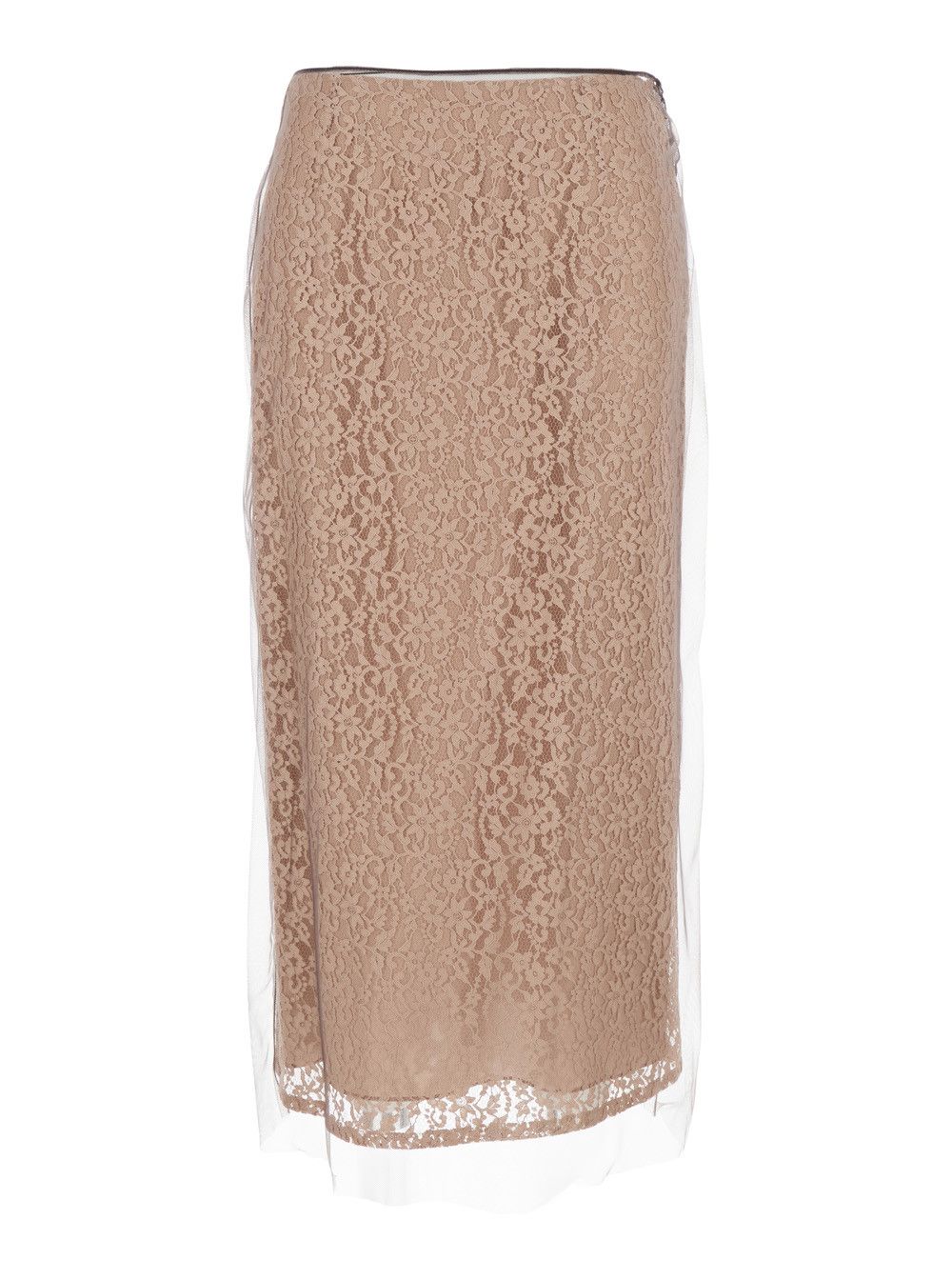 Fendi Beige Tube Skirt with All-Over Floral Embroidery in Lace Woman Size 30" / US 8 / IT 44 - 1 Thumbnail