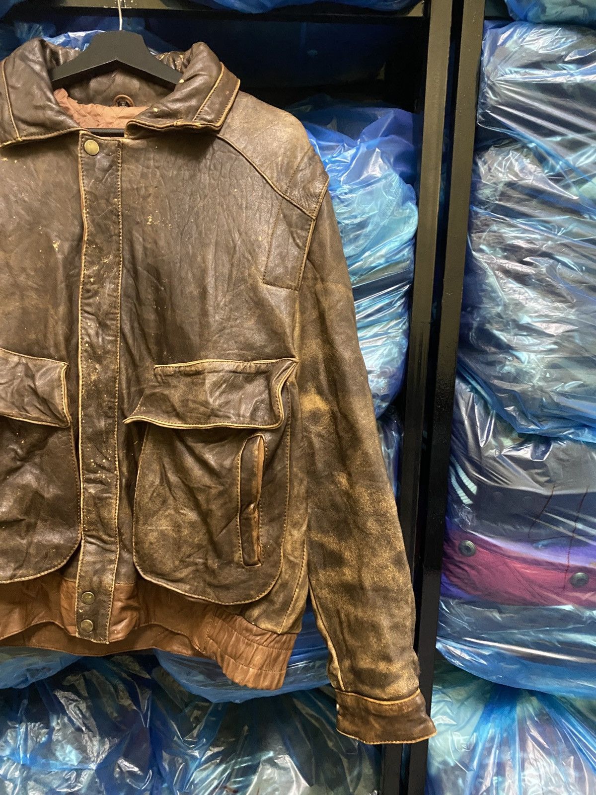 Other Vintage Distressed Brown Leather Jacket Large Front Pockets Size US M / EU 48-50 / 2 - 6 Thumbnail