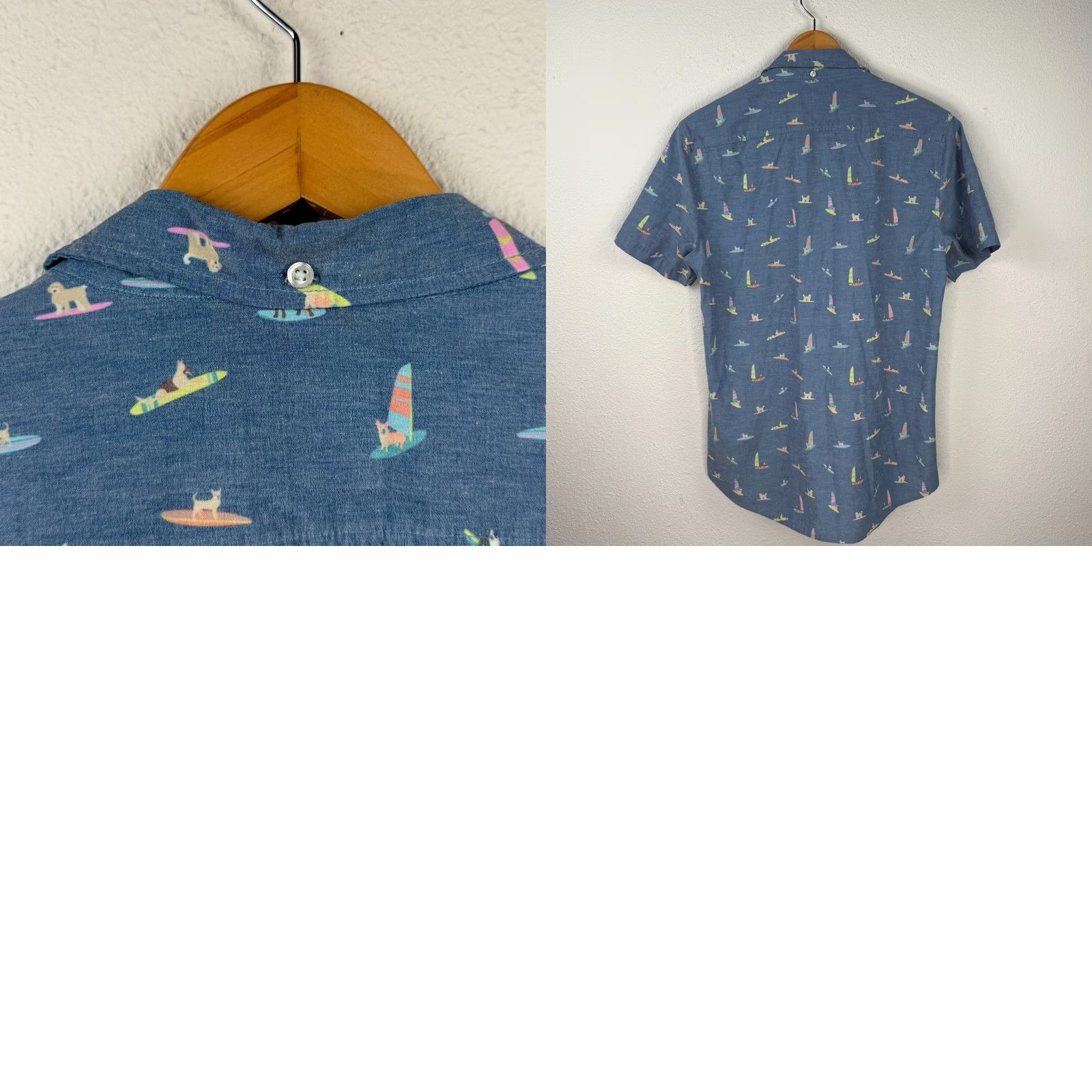 Chubbies Chubbies Shirt Mens S Blue Dog Surf Short Sleeve Button Up Summer Preppy Shirt Size US S / EU 44-46 / 1 - 8 Thumbnail