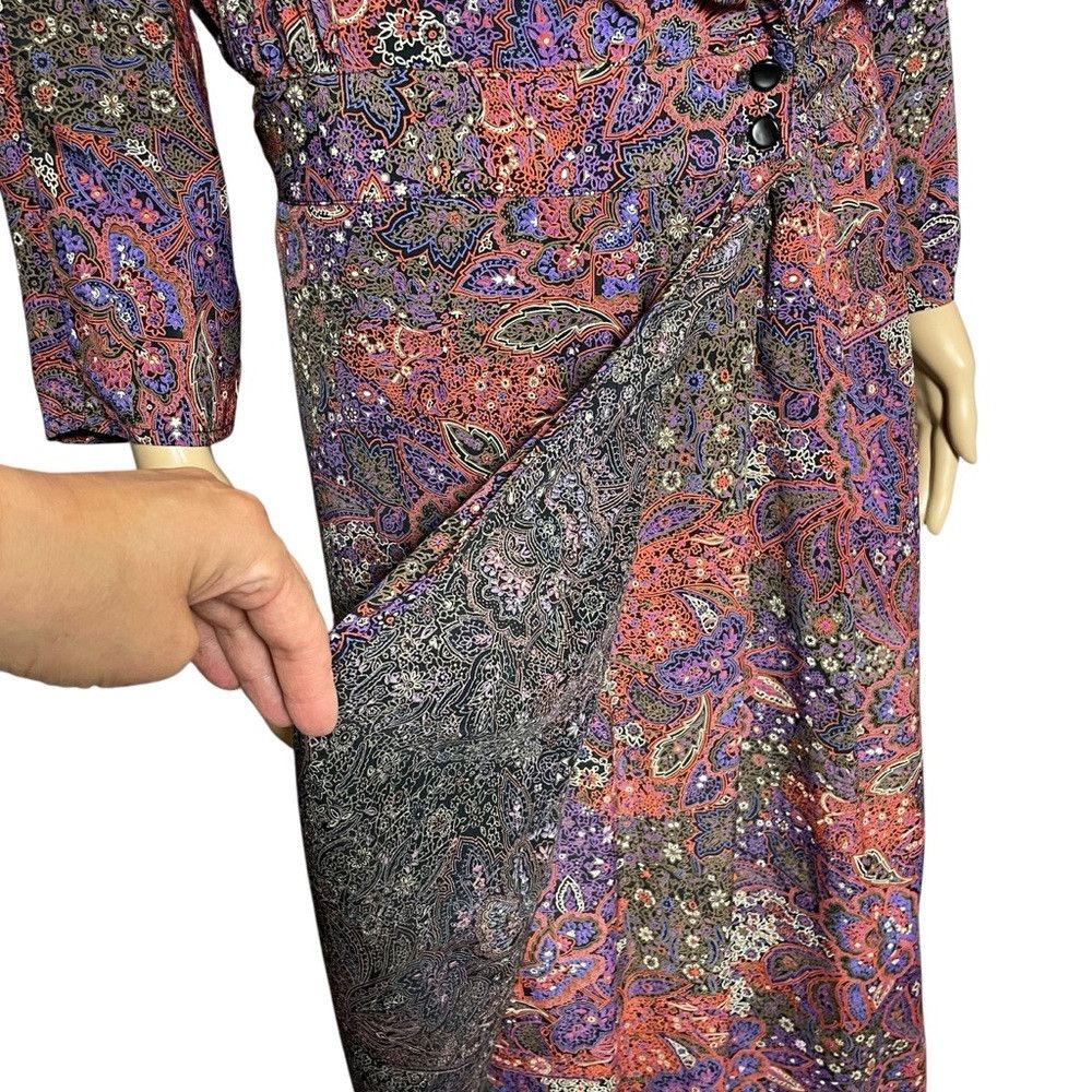 Other Vintage Karin Stevens Long Sleeve Padded Shoulders Wrap Dre Size M / US 6-8 / IT 42-44 - 9 Thumbnail