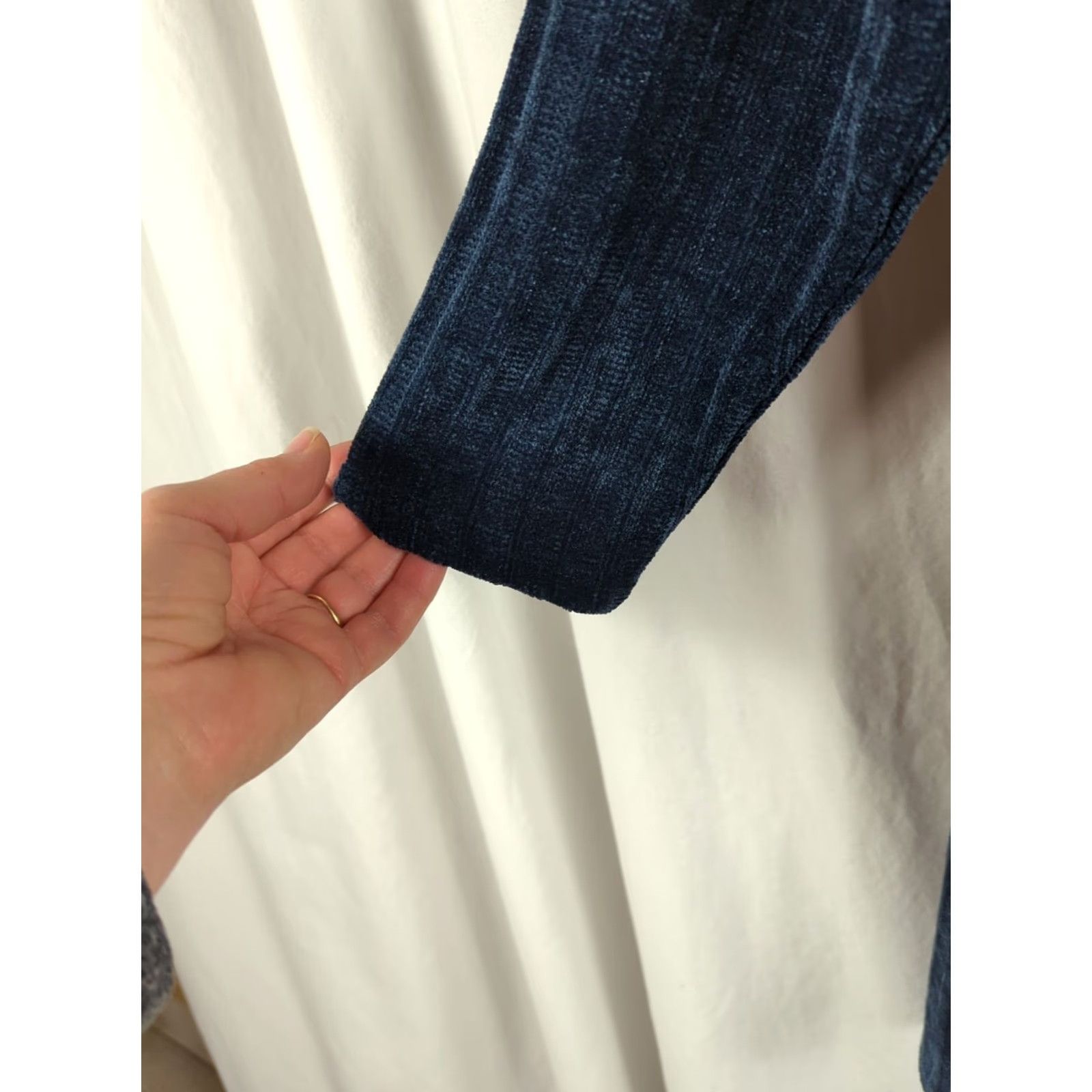 Vintage Indigo Soul Navy Blue Ribbed Cowl Neck Tunic Top with Front Buttons 3/4 Sleeve L Women Shirt Pullover Blackout? Size L / US 10 / IT 46 - 3 Thumbnail