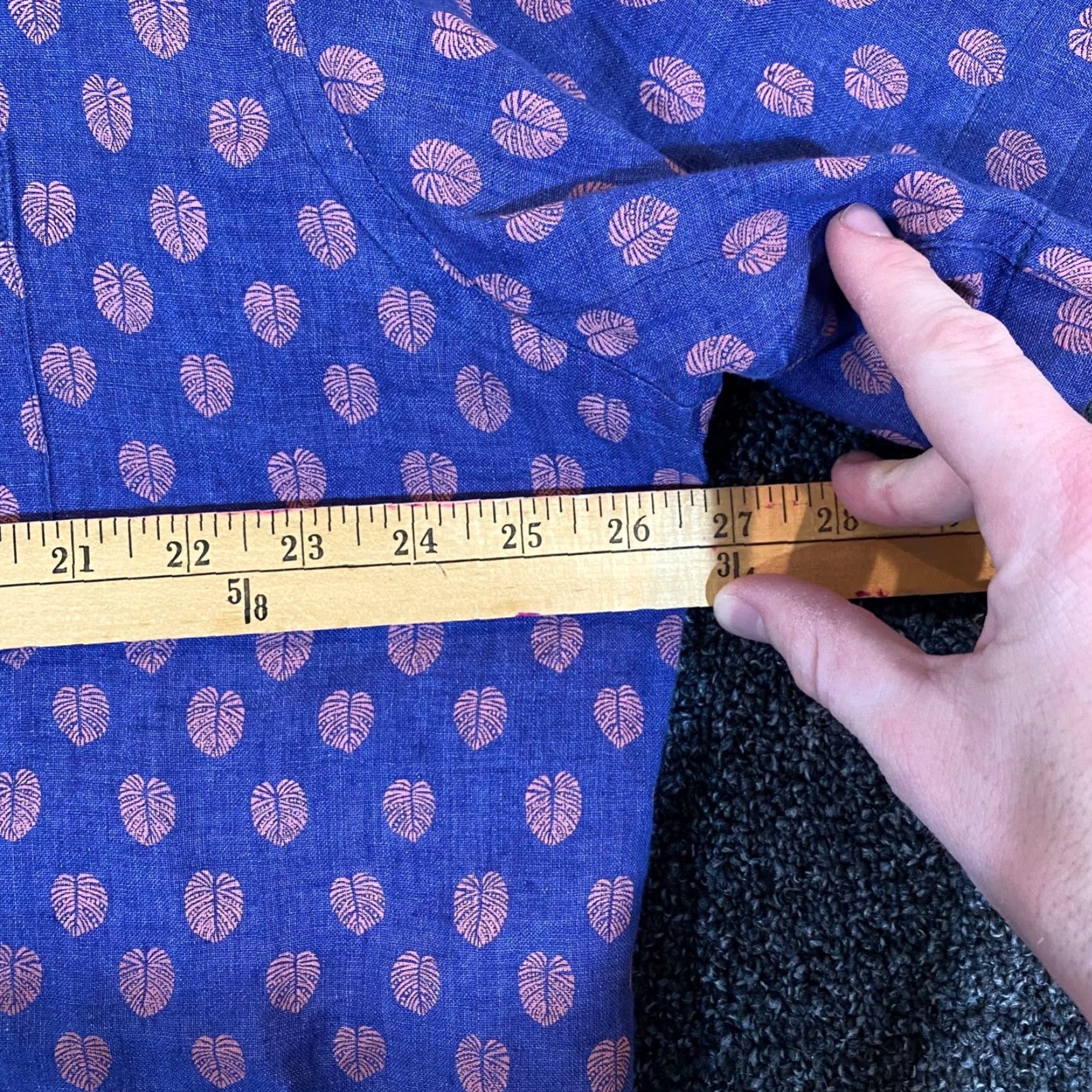 Peter Millar Peter Millar Shirt Mens XL Blue Fern Floral Linen Button-Up Outdoors S/S Size US XL / EU 56 / 4 - 4 Thumbnail