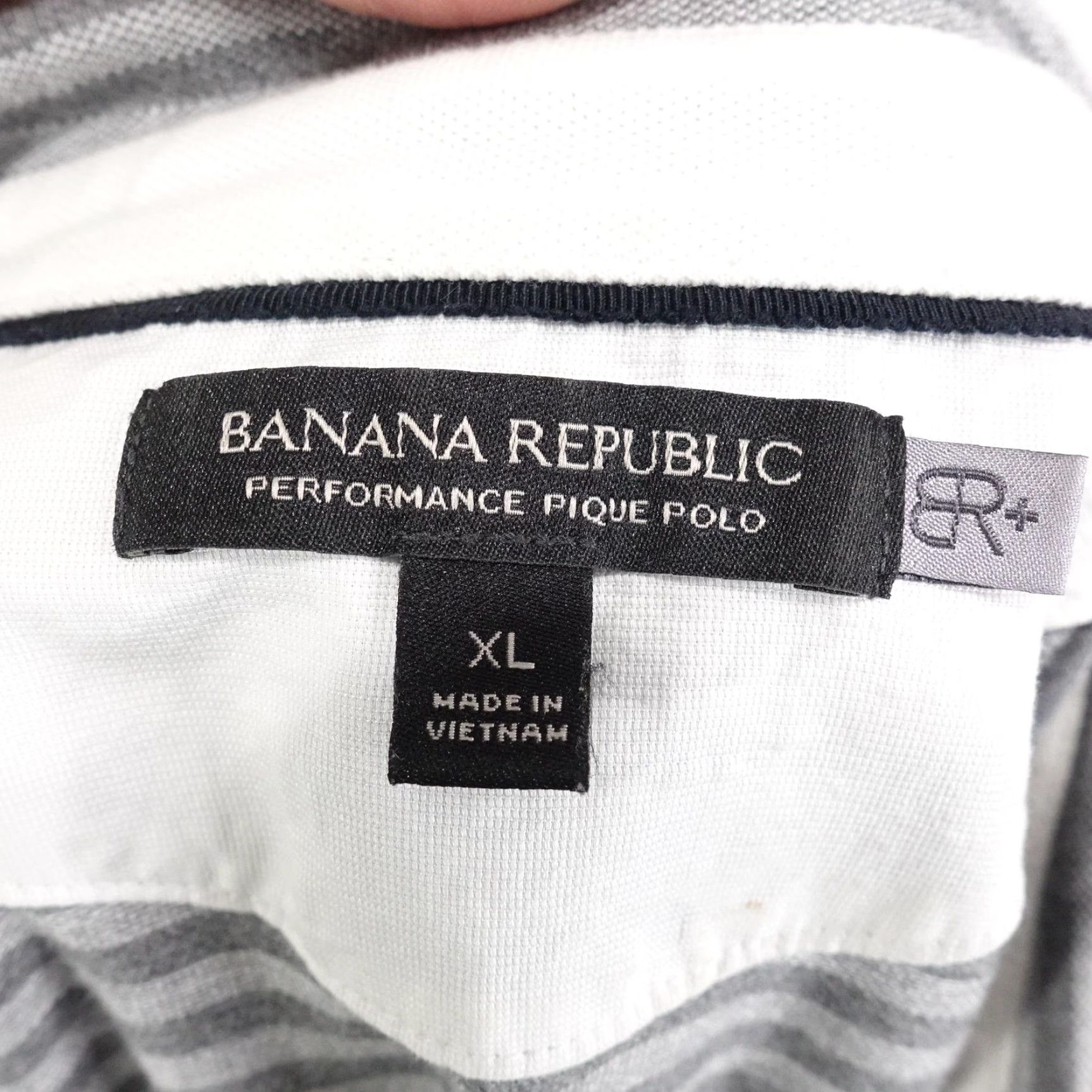 Banana Republic Banana Republic Polo Mens XL Gray White Striped Performance Pique Casual Size US XL / EU 56 / 4 - 6 Thumbnail