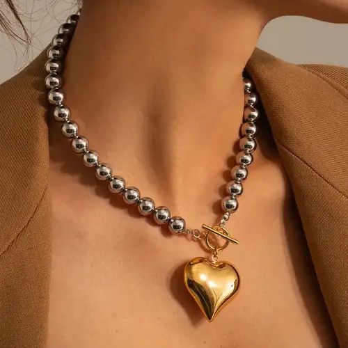 Handmade Miyahara x Reia Round Bead Chain Chunky Heart Pendant Size ONE SIZE - 2 Thumbnail