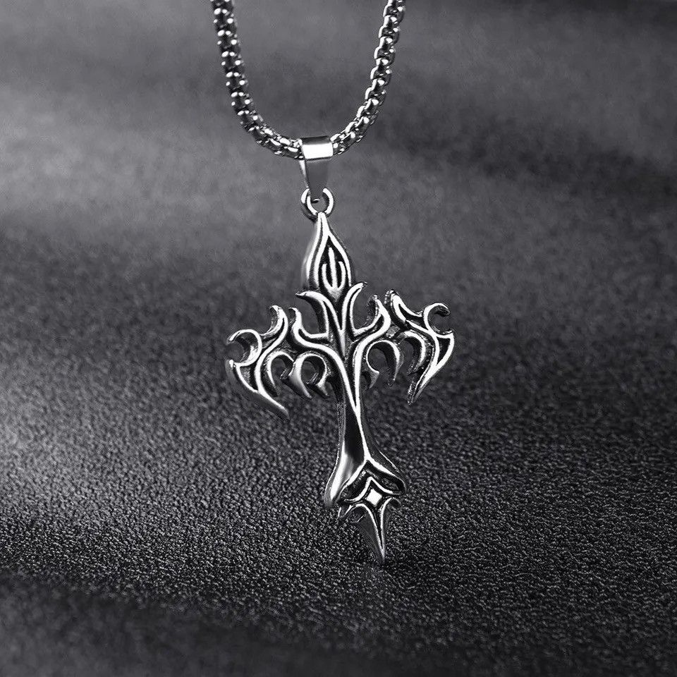 Jewelry × Vintage Chrome Silver Cross Chain Goth God Pendant Necklace Size ONE SIZE - 5 Thumbnail