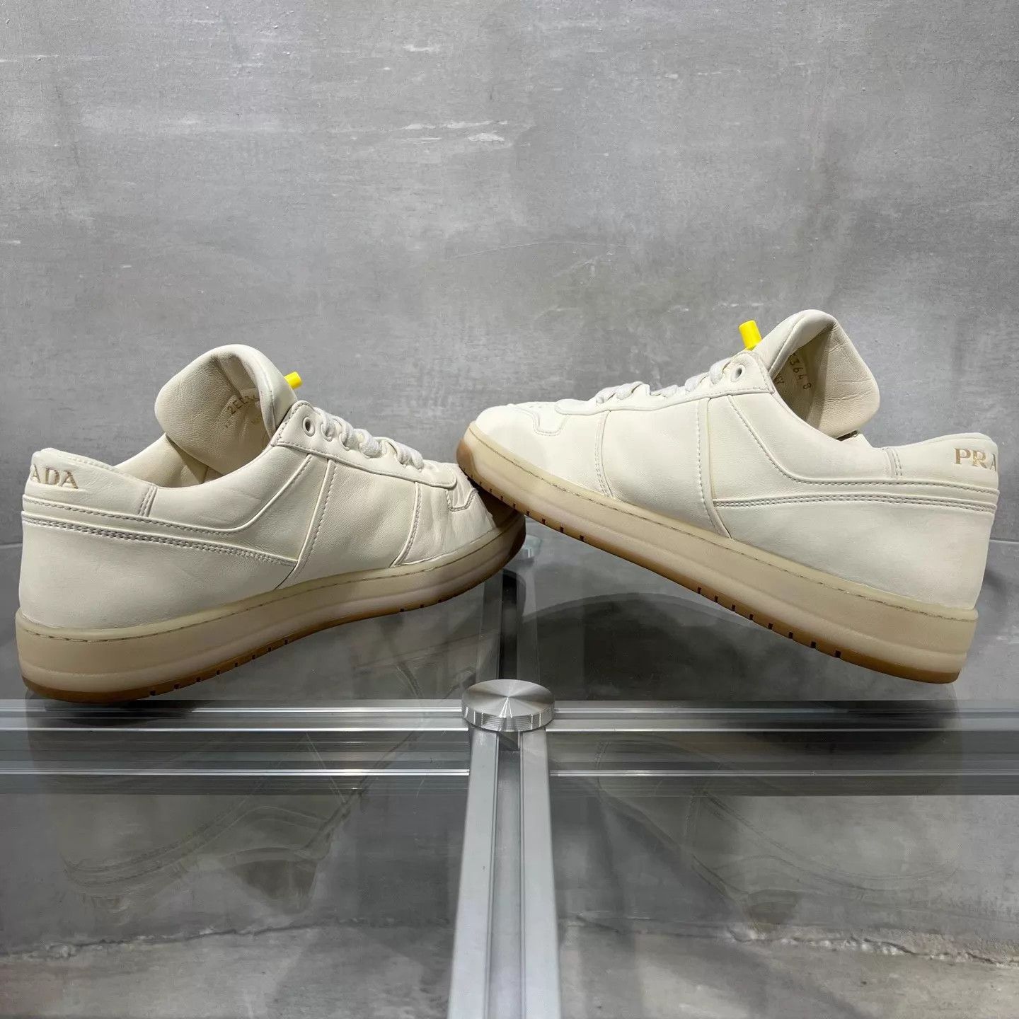 Prada Prada Downtown Ivory Triangle Logo Sneakers 42 EU Size US 9 / EU 42 - 5 Thumbnail