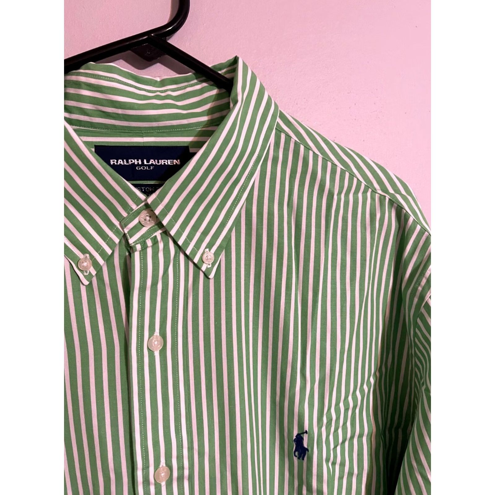 Polo Ralph Lauren Polo Ralph Lauren Golf Shirt Button Up Green Stripe Custom Fit Mens 2XL Casual Size US XXL / EU 58 / 5 - 2 Thumbnail