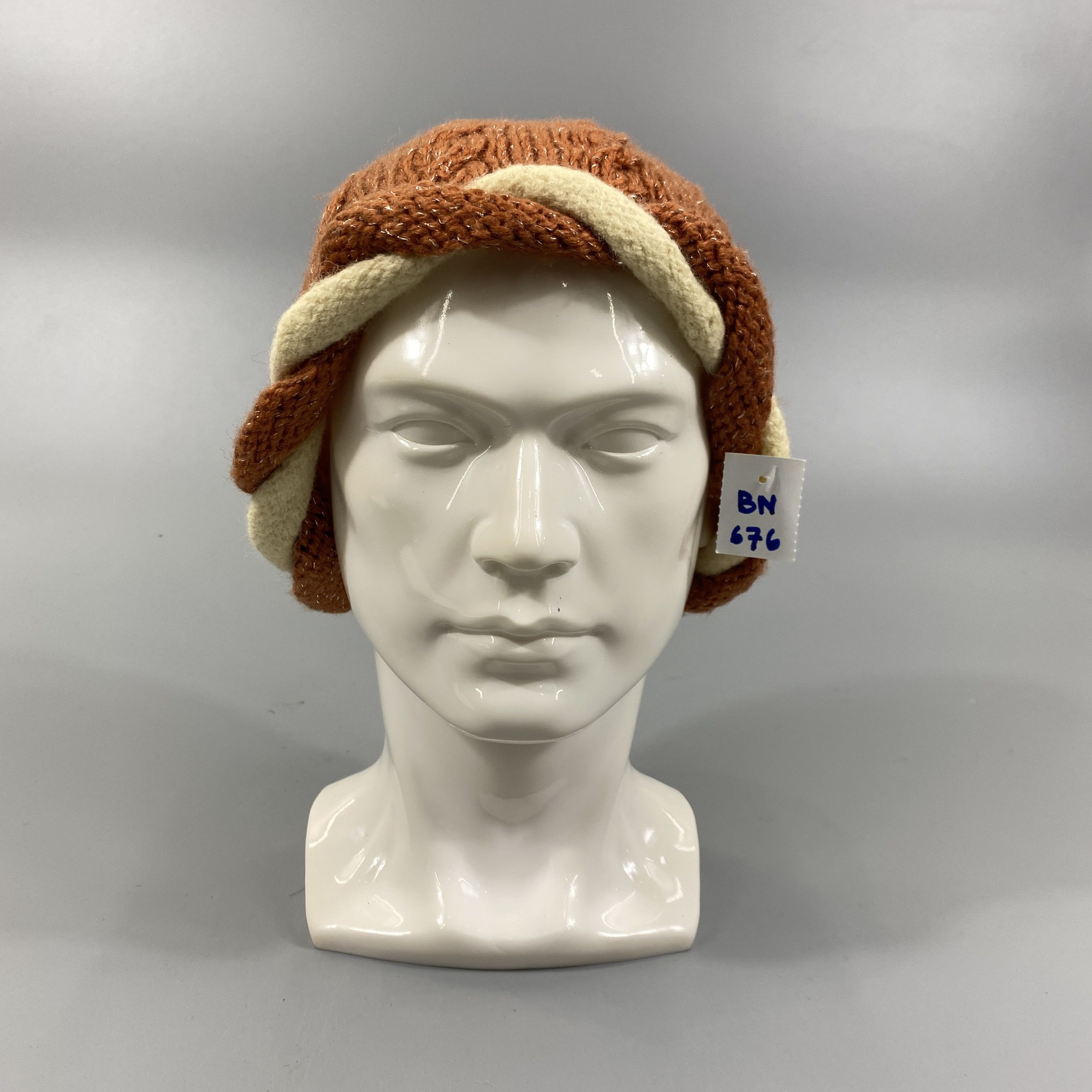 Japanese Brand Braided Brown Snow Cap Hat -BN676 Size ONE SIZE - 2 Thumbnail