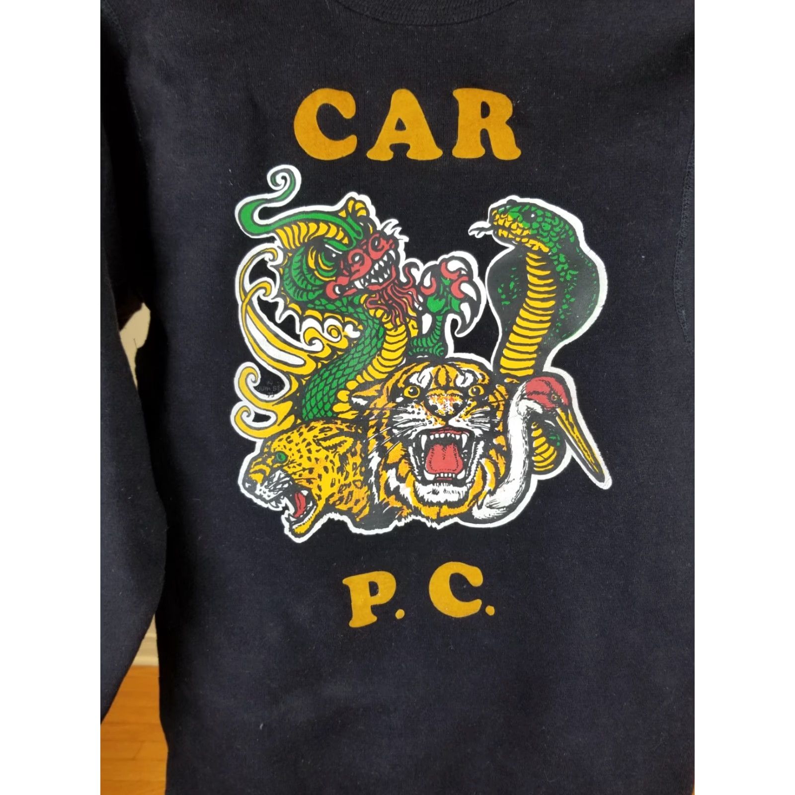 Vintage VINTAGE Unbranded Sweatshirt SHIRT Navy Cotton 60's FRUIT THE LOOM SCHERZO CLUB TIGER DRAGON Cross Shoulder 22 INCH 25 INCH SZ S Mens Size US S / EU 44-46 / 1 - 2 Thumbnail