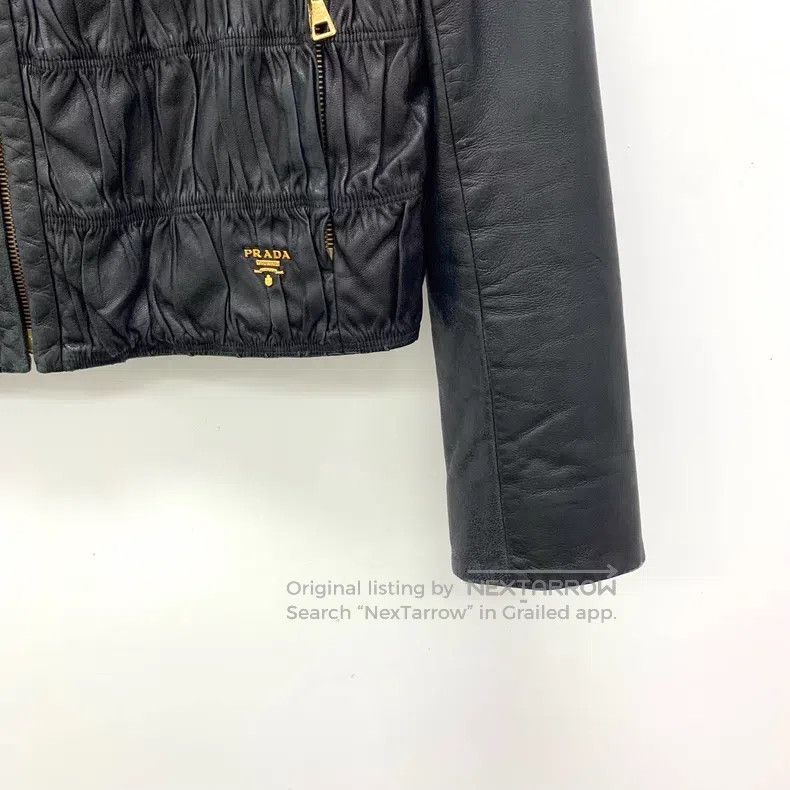 Prada Prada Black pleated sheepskin zipper long-sleeved leather Size XS / US 0-2 / IT 36-38 - 4 Thumbnail