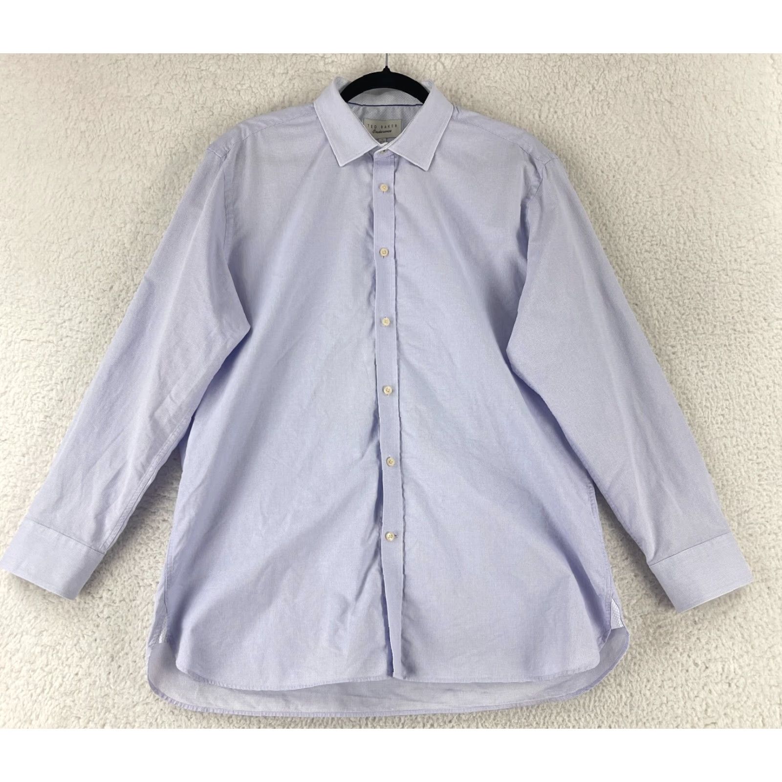 Ted Baker Ted Baker Endurance Button-Up Dress Shirt Mens XL Purple Geo Print 100% Cotton Geometric City London Preppy Shirt Size 46R - 2 Thumbnail