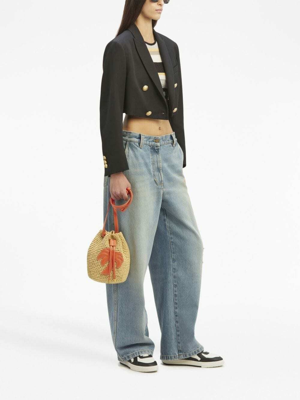 Palm Angels Palm Angels Paris Wide Leg Distressed Denim Jeans Size 27" / US 4 / IT 40 - 2 Thumbnail