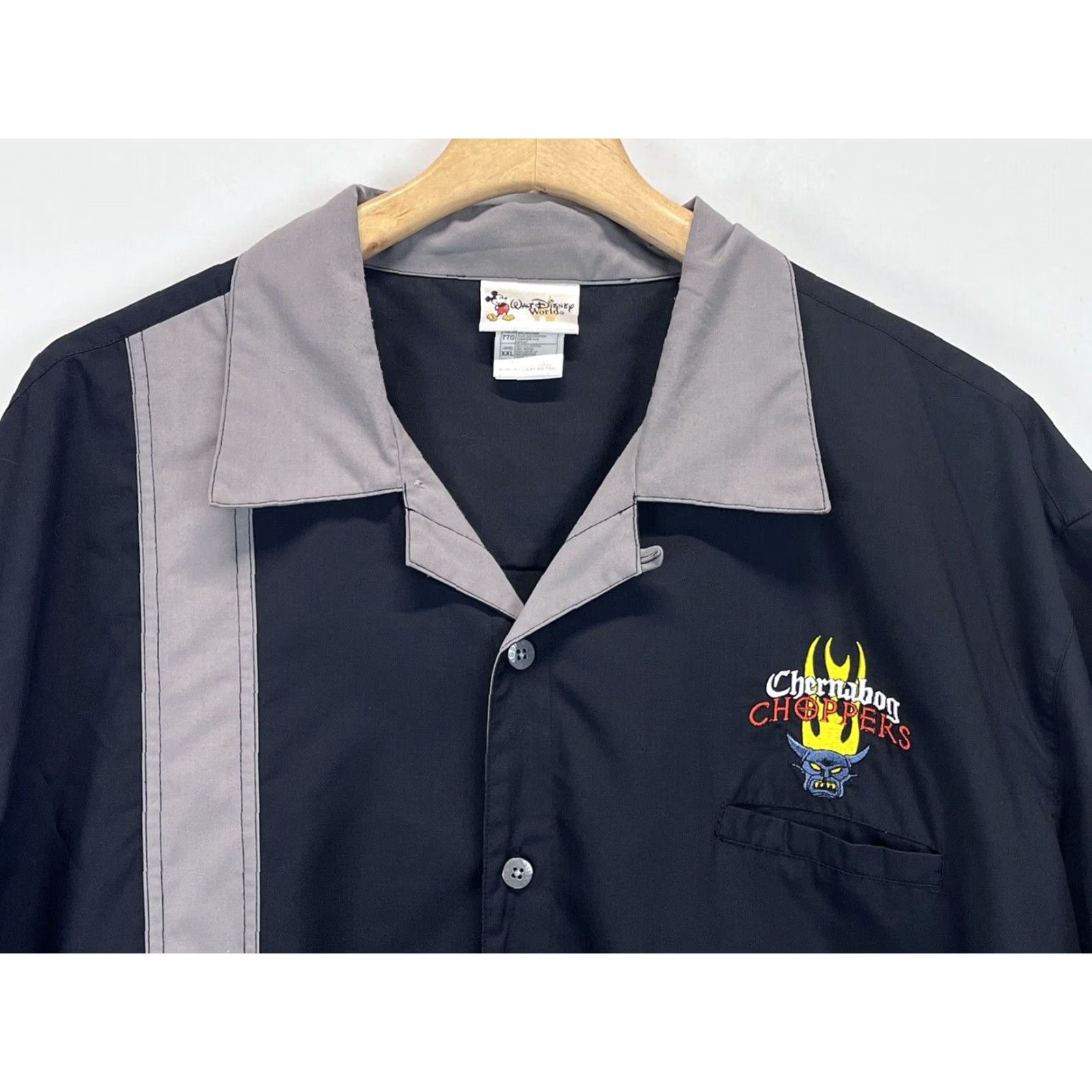 Disney VINTAGE Disney Chernabog Choppers Button-Up Shirt XXL Black & Gray 90s Retro Rockabilly Mens Size US XXL / EU 58 / 5 - 3 Thumbnail