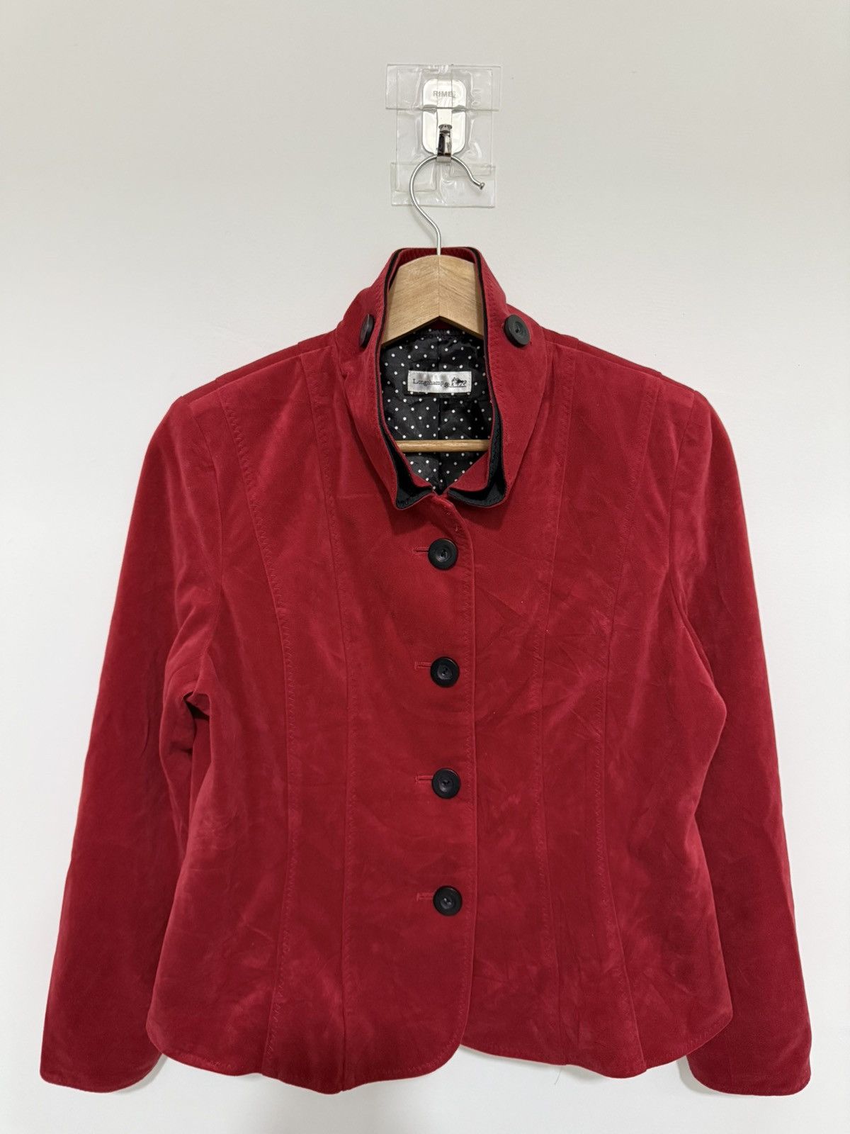 Longchamp Vintage Longchamp Red Velvet Blazer Jacket Size S / US 4 / IT 40 - 1 Thumbnail