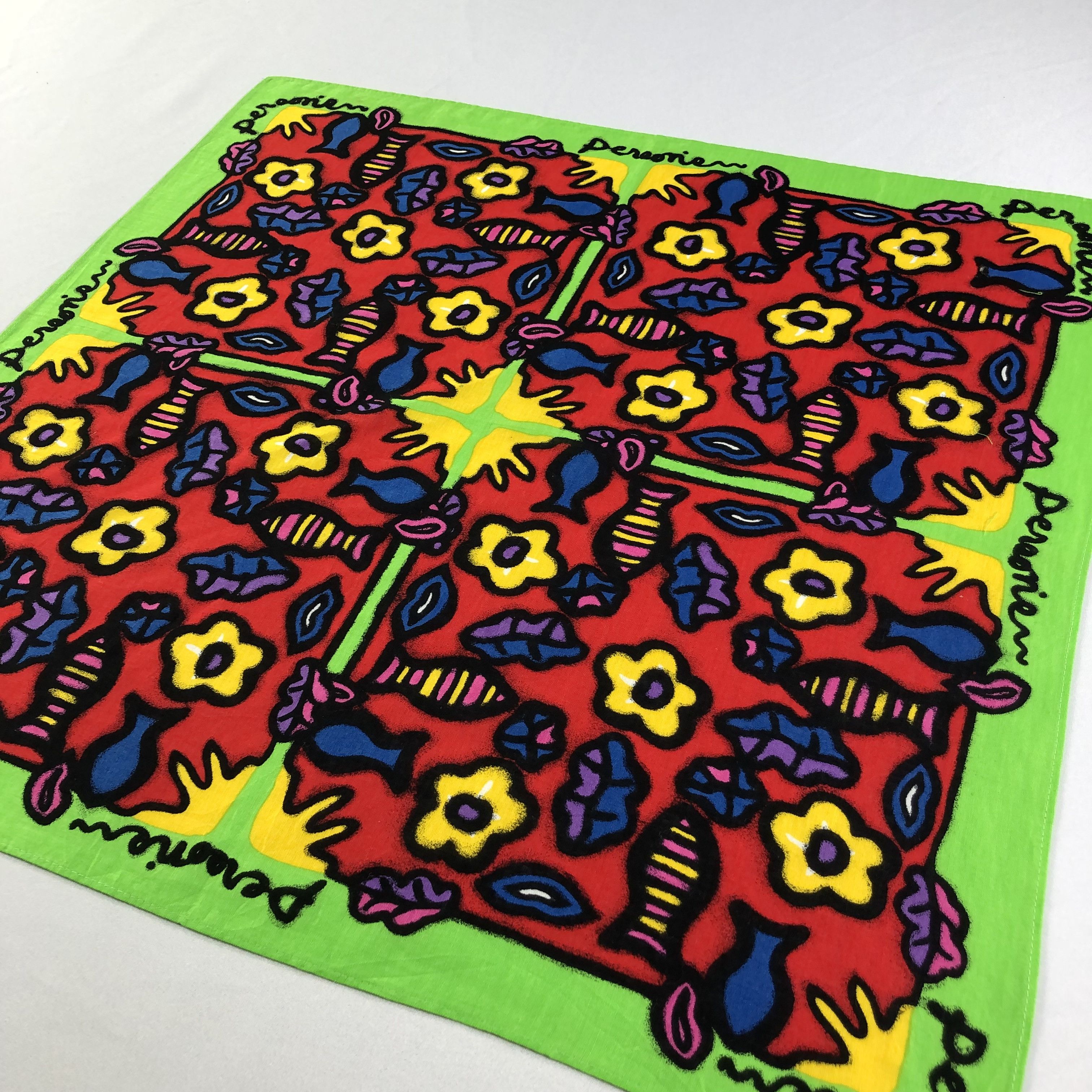 Vintage Pereorien Abstract Handkerchief Neckerchief Bandana H2155 Size ONE SIZE - 3 Thumbnail