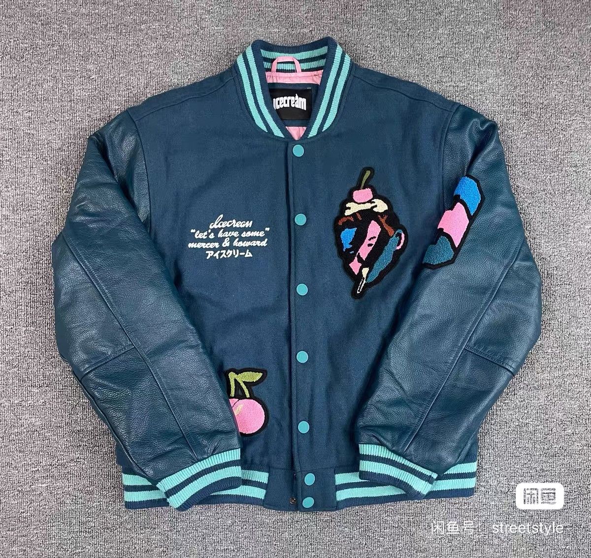 Billionaire Boys Club BBC ICECREAM Leather-Sleeve Baseball Jacket Size US L / EU 52-54 / 3 - 1 Thumbnail