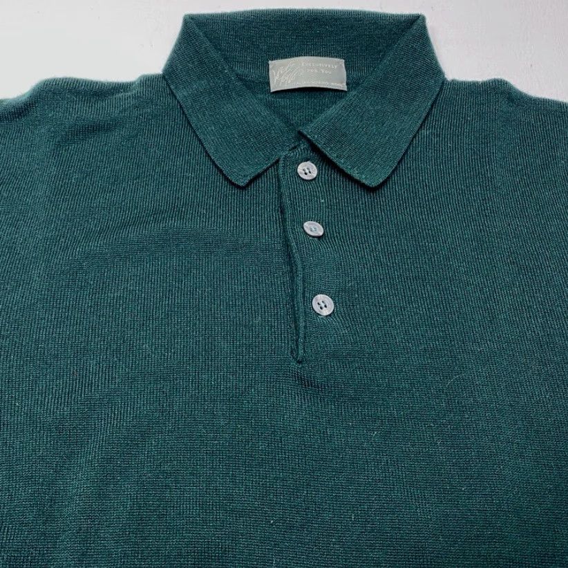 Lord & Taylor VINTAGE Lord & Taylor 1/2 Button Collard Sweater Merino Wool Men's Large Green Size US L / EU 52-54 / 3 - 5 Thumbnail