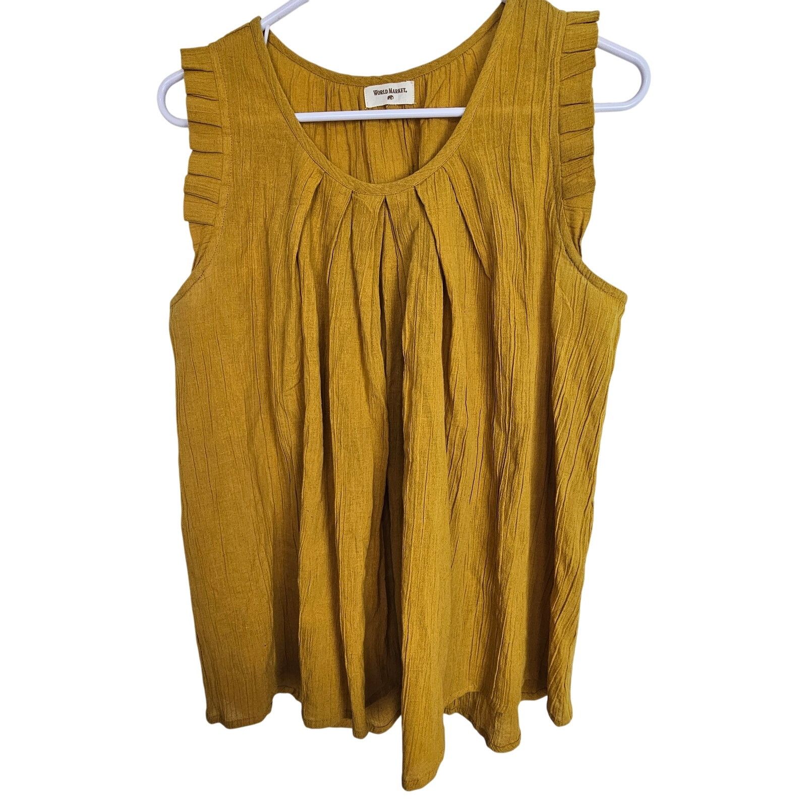 Market World Market Womens Cotton Linen Tank Size S/M Mustard Boho Size S / US 4 / IT 40 - 1 Thumbnail