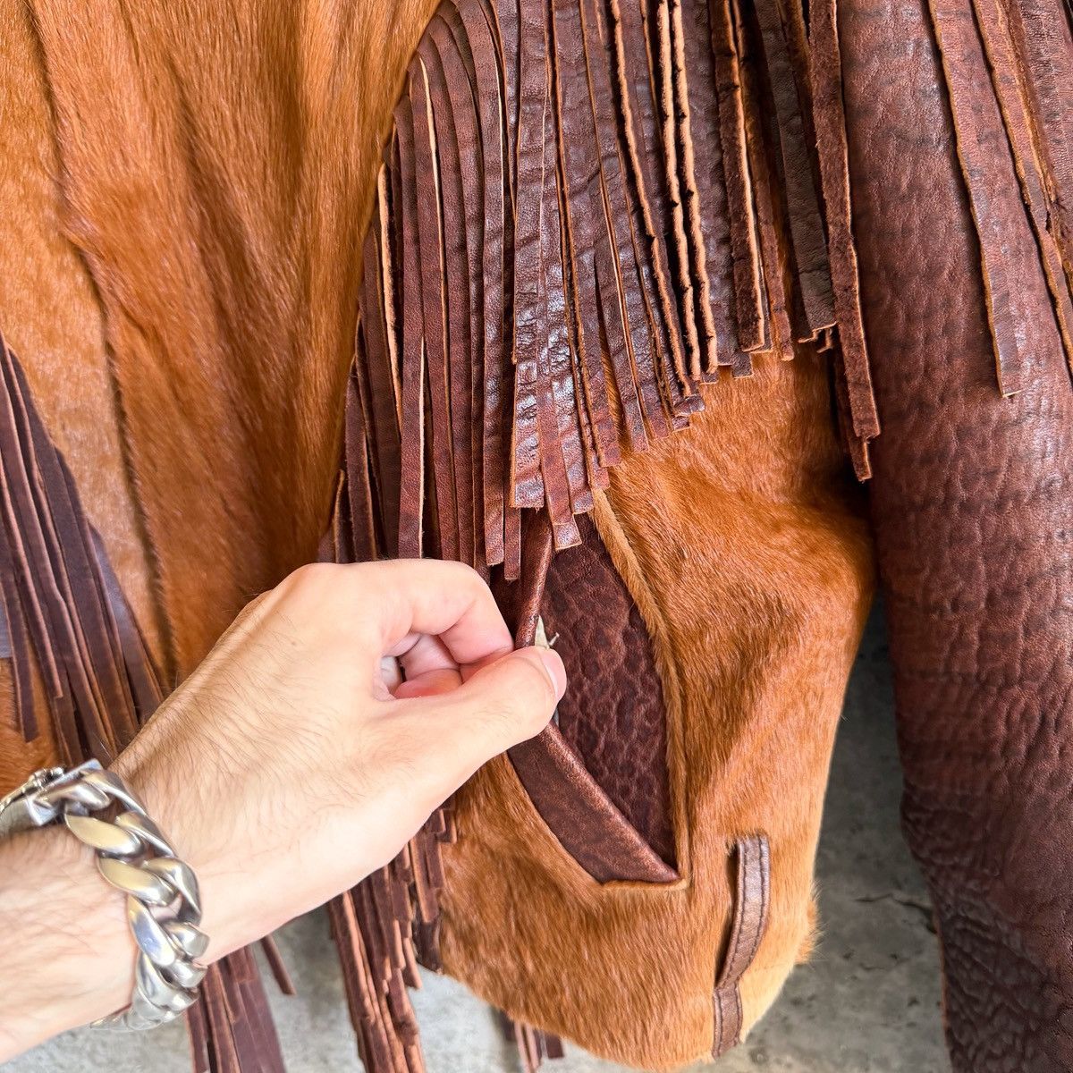 Vintage 1/1 VINTAGE Leather Pony Hair Western Fringe Rider Jacket Size US M / EU 48-50 / 2 - 13 Thumbnail