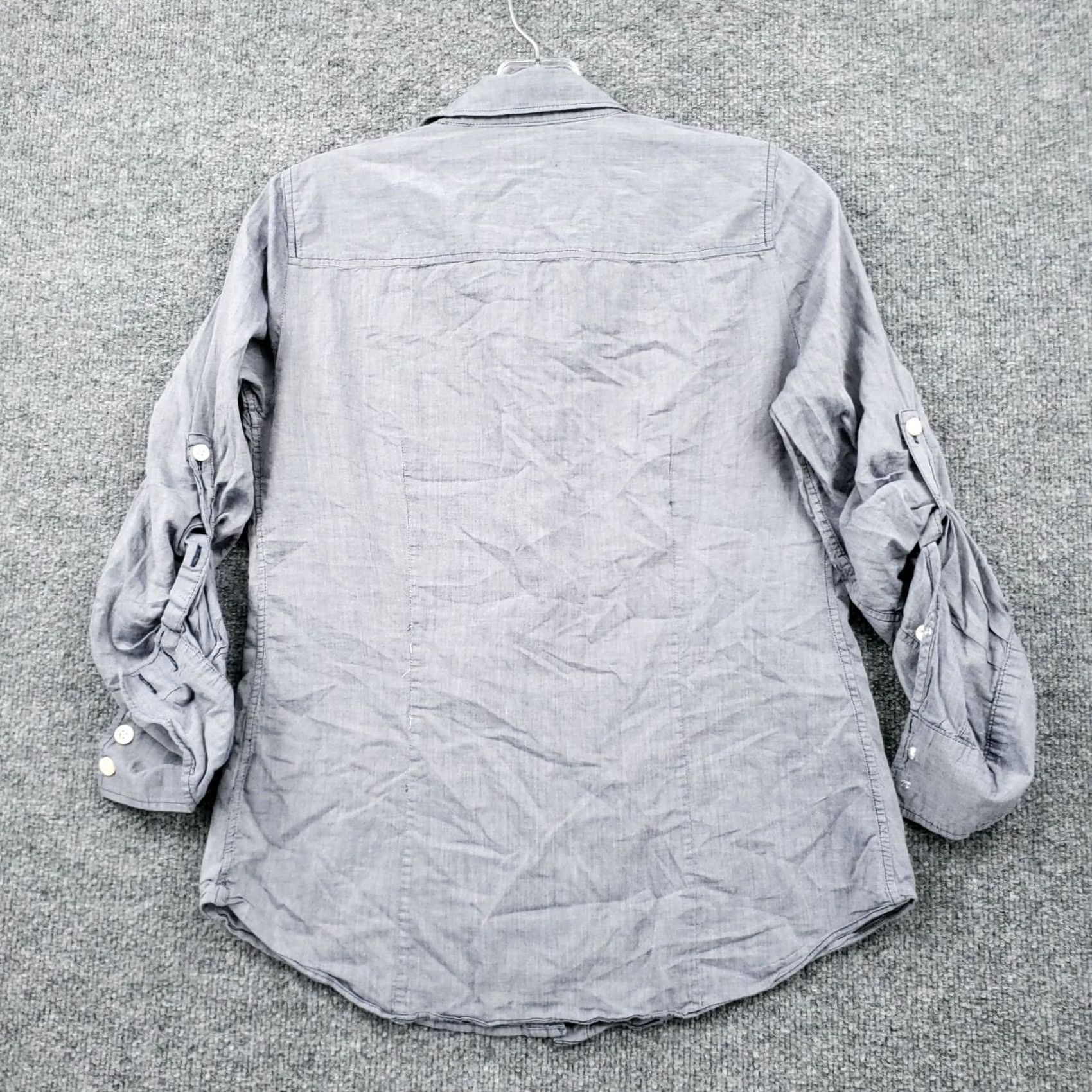 J.Crew J.CREW Shirt Womens XS Button-Up Gray Pockets Long Sleeve Cotton Size XS / US 0-2 / IT 36-38 - 2 Thumbnail