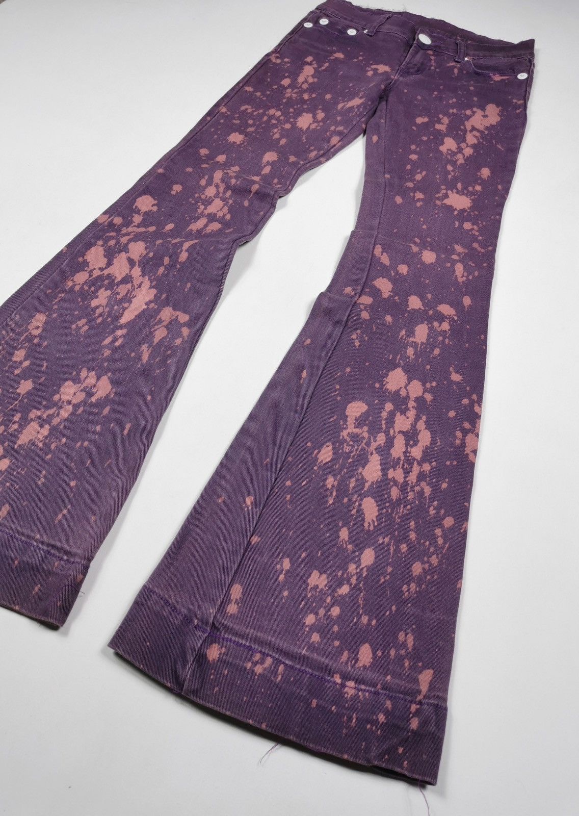 If Six Was Nine Bootcut Flare Bleach Splatter Qcoco Happy Valley Purple Jean Size US 28 / EU 44 - 4 Thumbnail