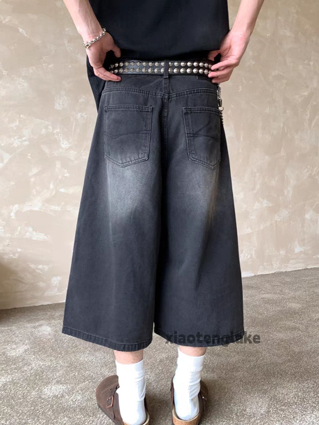 Jean Unisex washed faded cleanfit yuppie y2k flared shorts Size US 32 / EU 48 - 3 Thumbnail