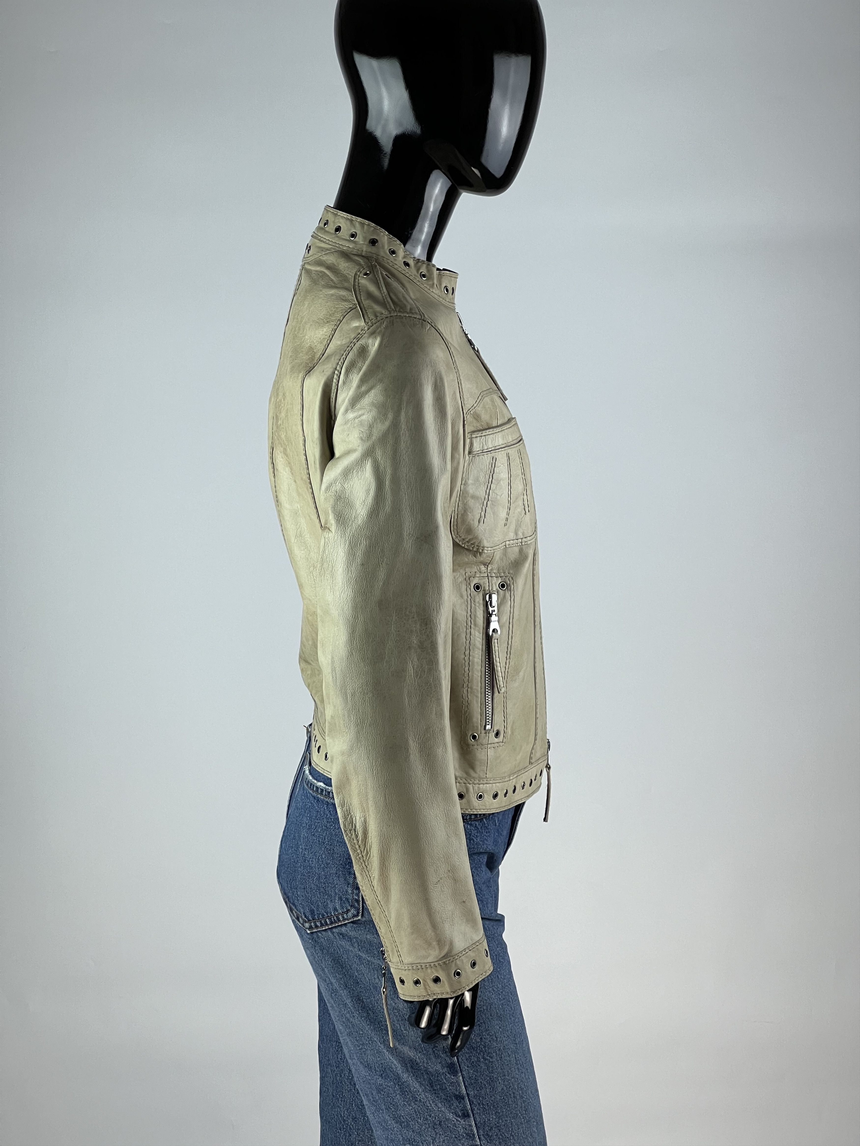 Vintage Marc Cain Vintage Beige Leather Jacket Size 2 S/M Size S / US 4 / IT 40 - 2 Thumbnail
