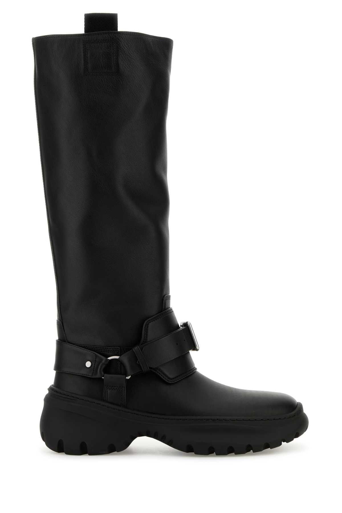 Burberry Black Leather Stomp Boots Size US 6 / IT 36 - 1 Thumbnail