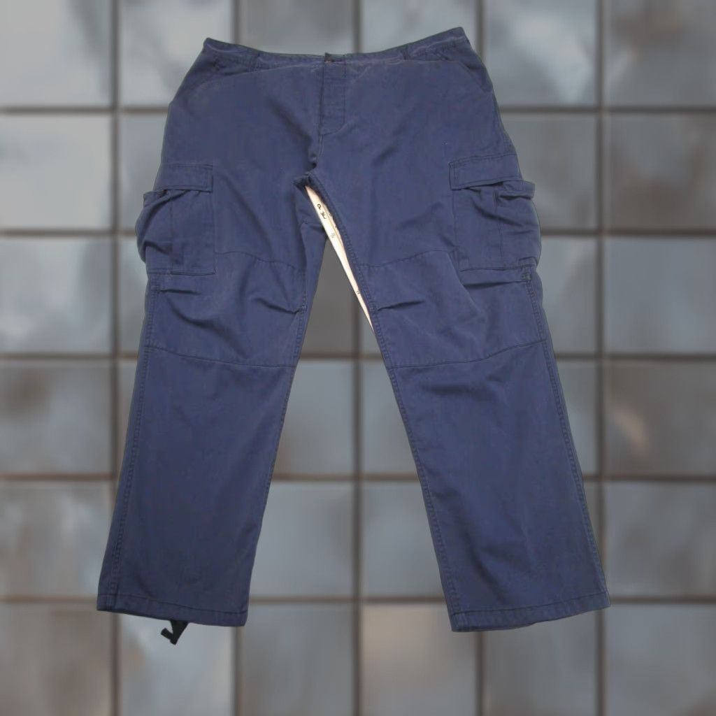 Vintage Tactical Cargo Pants Mens XXL Blue Drawstring Hem Button Fly Paratrooper Utility Pants Size US 39 - 1 Thumbnail