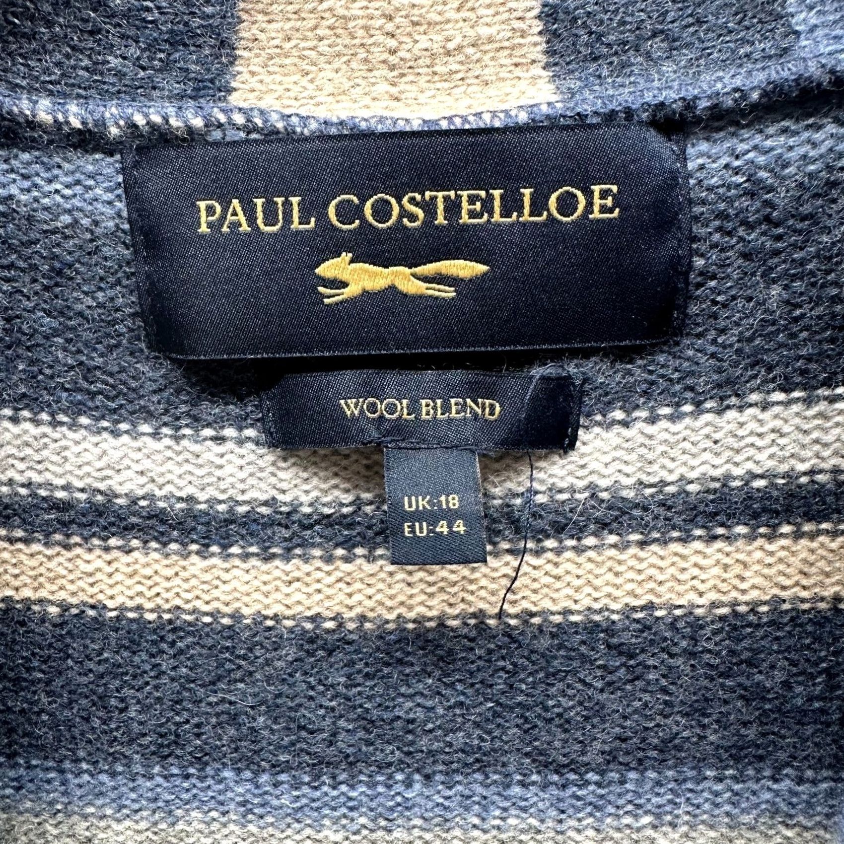 Vintage Paul Costelloe Cardigan Womens XL Blue 100% Wool Open Knit Sweater Shirt Knit Cardigan Womens UK 18 Blue 100% Wool Open Sweater Size XL / US 12-14 / IT 48-50 - 3 Thumbnail