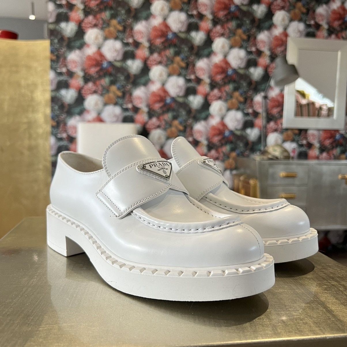 Prada Prada Spazzolato Logo Platform Leather Loafers Size US 7.5 / IT 37.5 - 2 Thumbnail