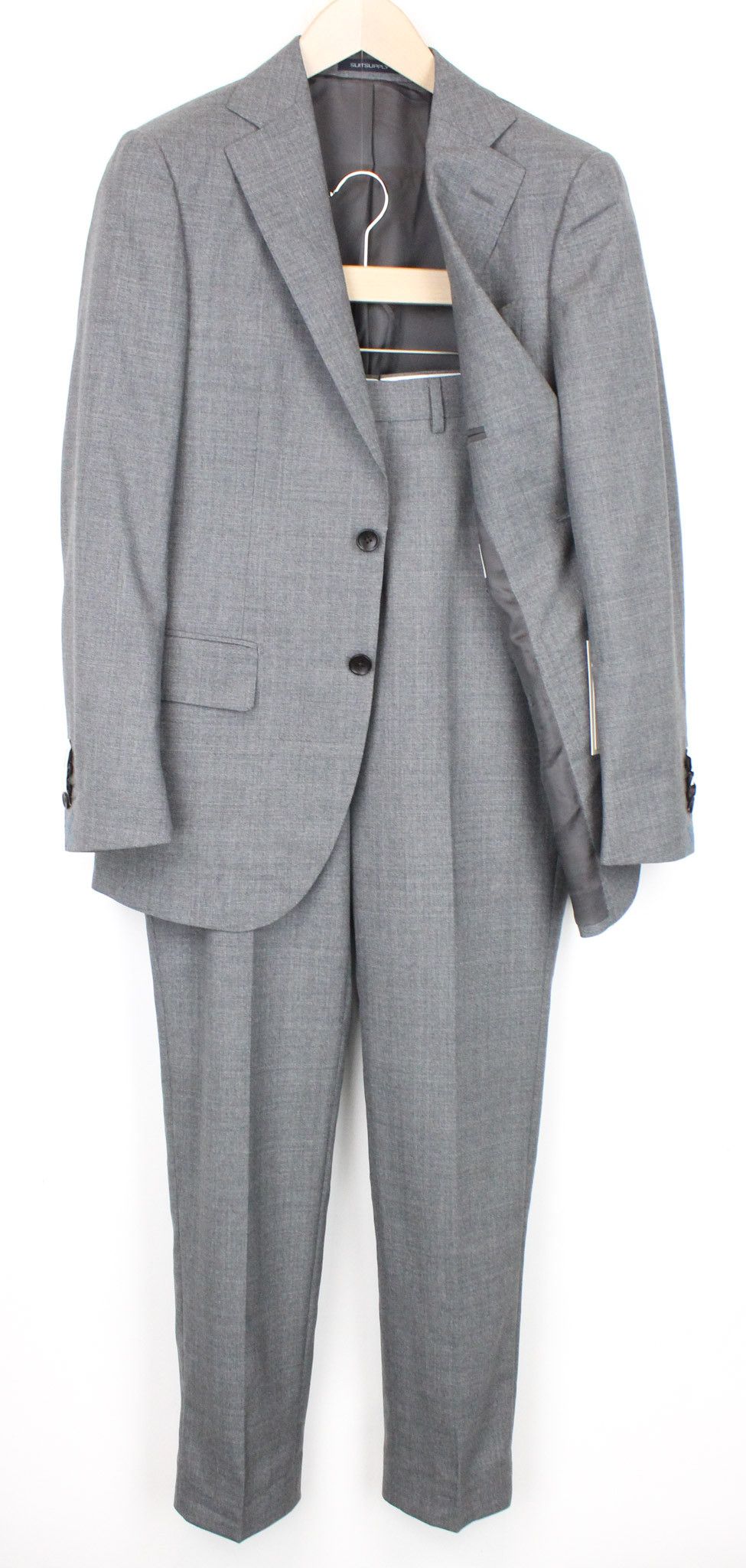image of Suitsupply Lazio Uk34R Wool Grey Lined Suit 67932, Men's