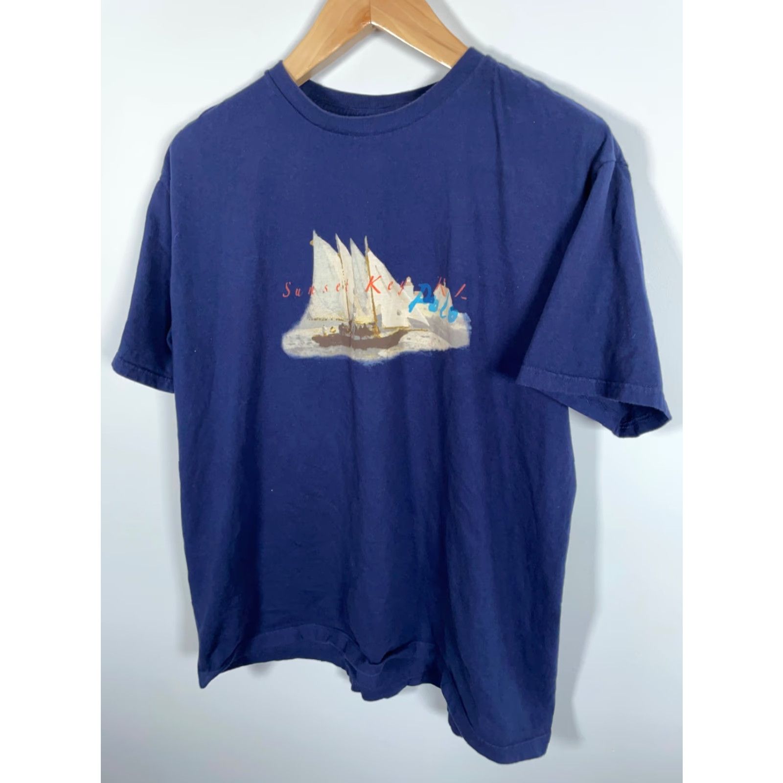 Polo Ralph Lauren VINTAGE Polo Ralph Lauren Sail Boat T-Shirt Adult XL Dark Blue Nautical 90s Beach Retro Graphic Print Shirt Mens Size US XL / EU 56 / 4 - 7 Thumbnail