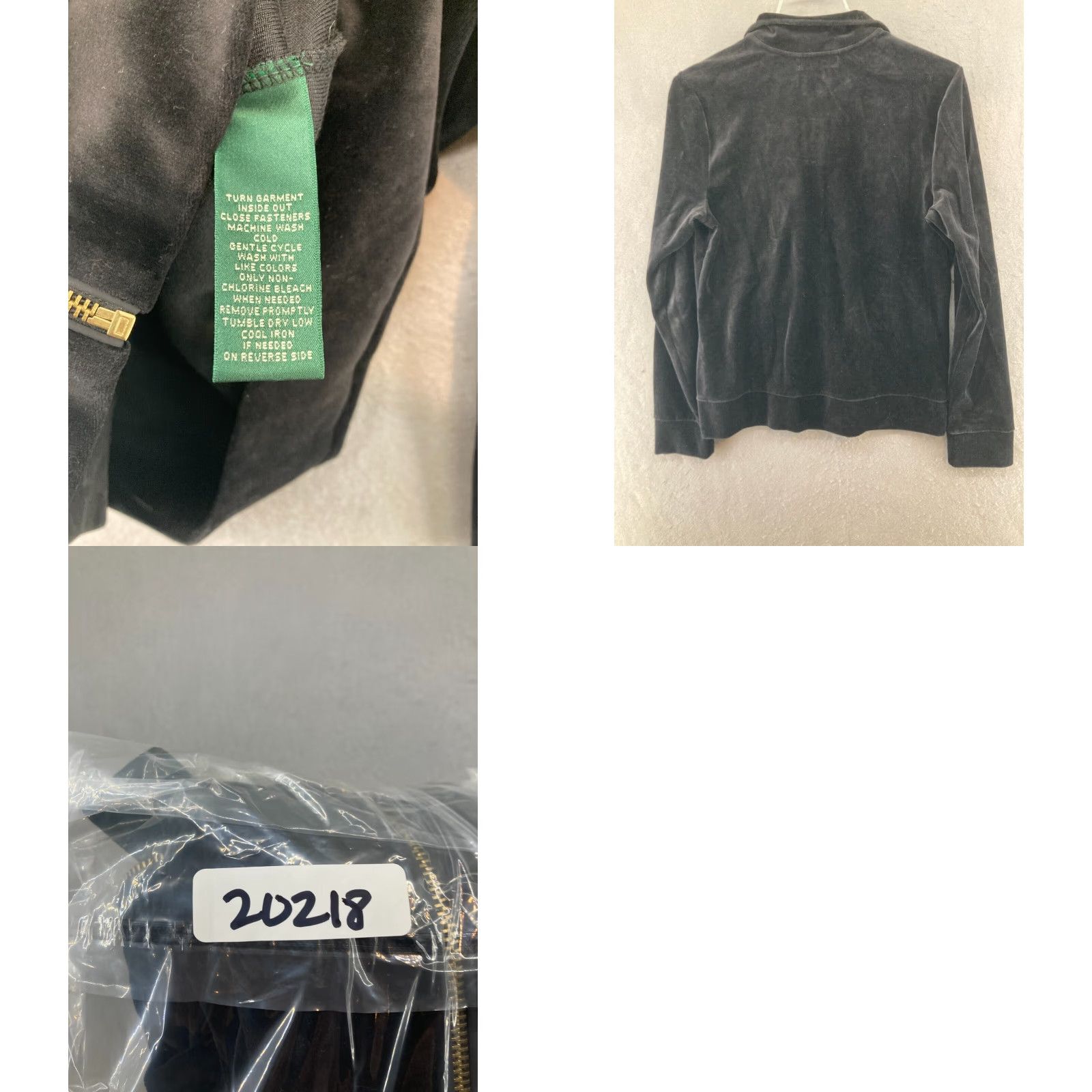 Ralph Lauren VINTAGE Lauren Ralph Lauren Full Zip Velvet Velour Jacket Womens Petite S Black Crest Size S / US 4 / IT 40 - 8 Thumbnail