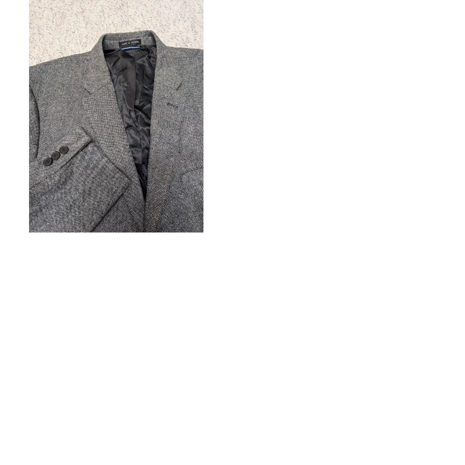 Tommy Hilfiger TOMMY HILFIGER blazer TWEED gray 46L wool sportscoat blazer 46L Mens Notch Wool Tweed Gray, Weave, Two-Button, Regular Fit Size 46R - 9 Thumbnail
