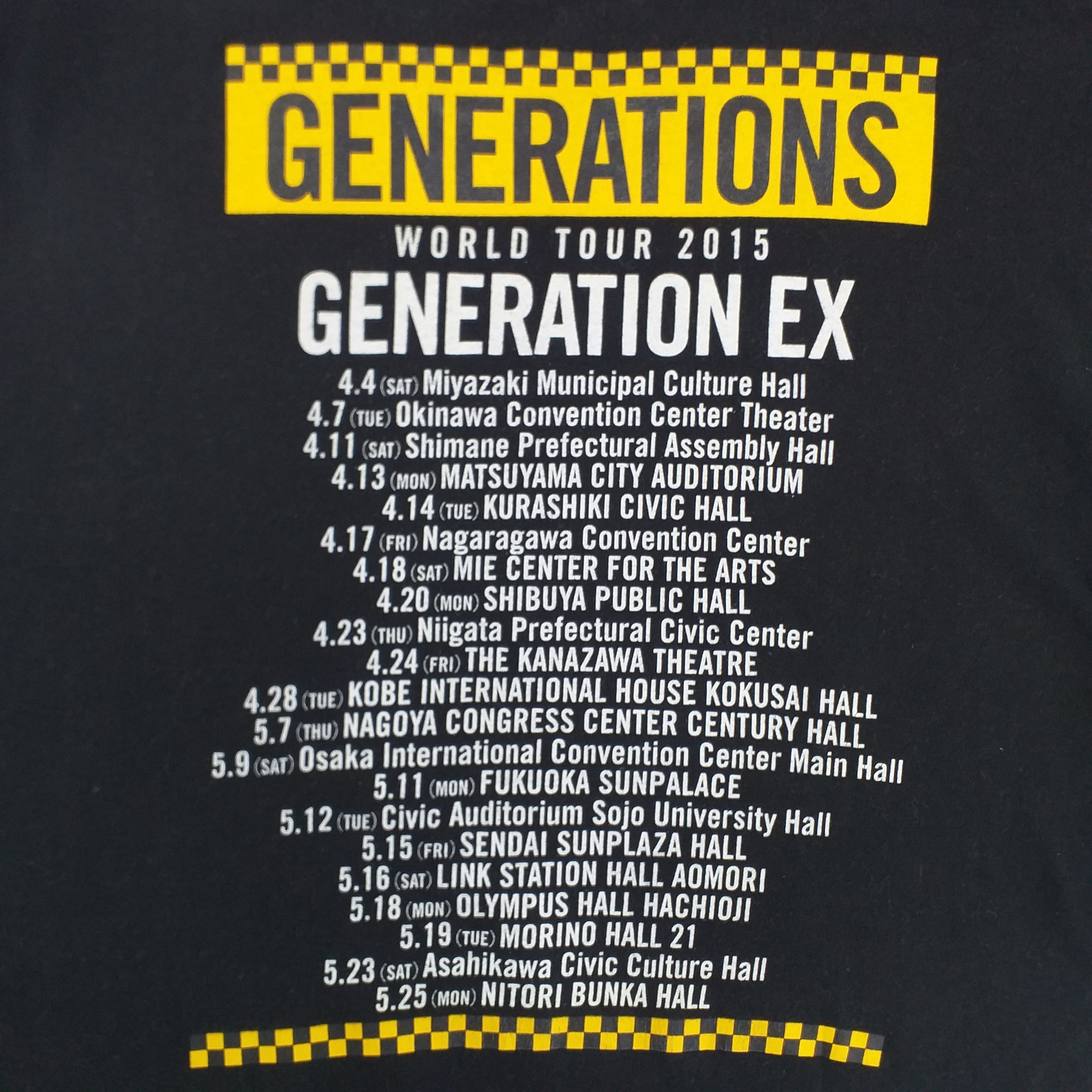 Band Tees Generations World Tour 2015 Generation Ex Tshirt -F089 Size US M / EU 48-50 / 2 - 4 Thumbnail