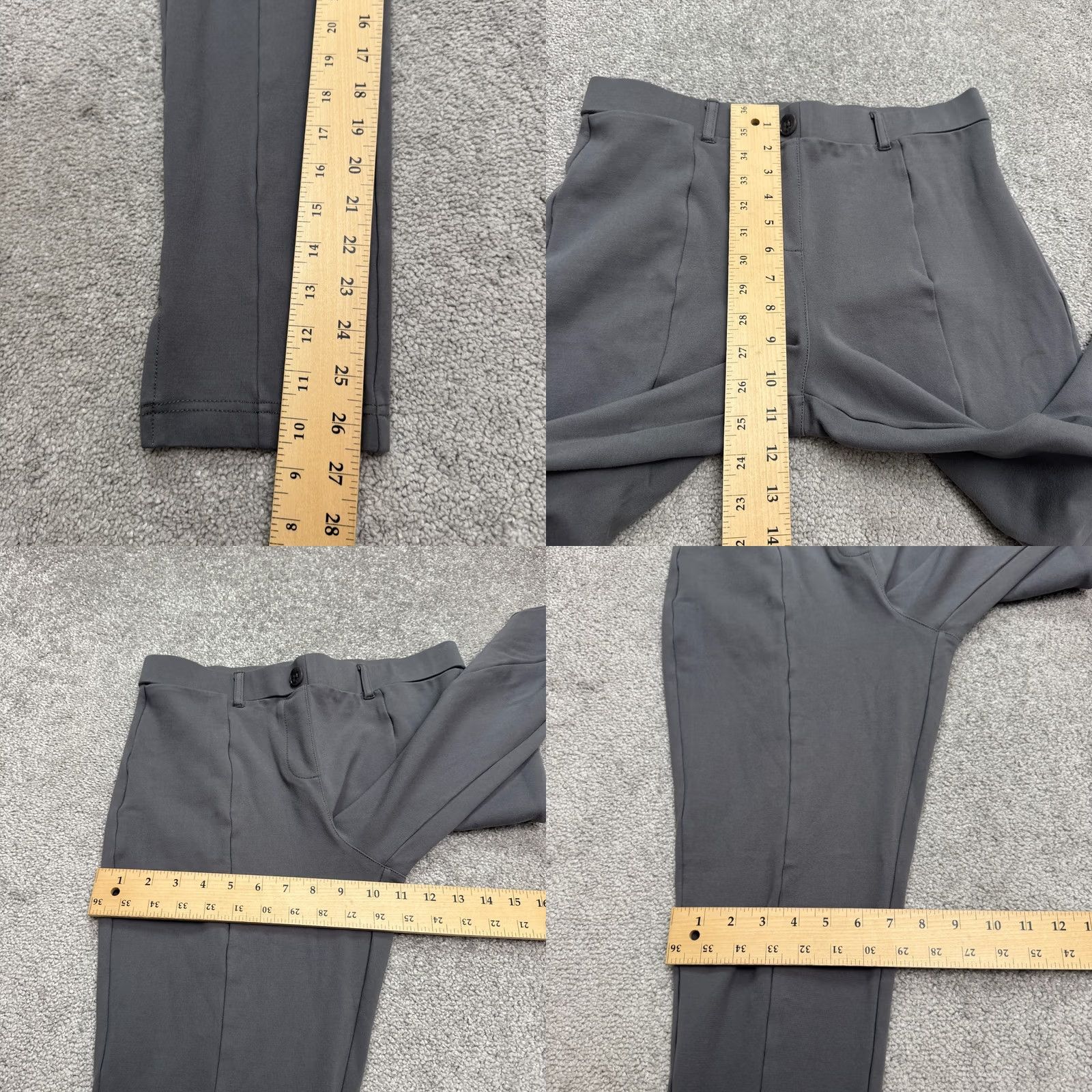 Vintage Betabrand Stretch Dress Pants Women Large Long Charcoal Gray Knit Size 36" / US 14 / IT 50 - 9 Thumbnail