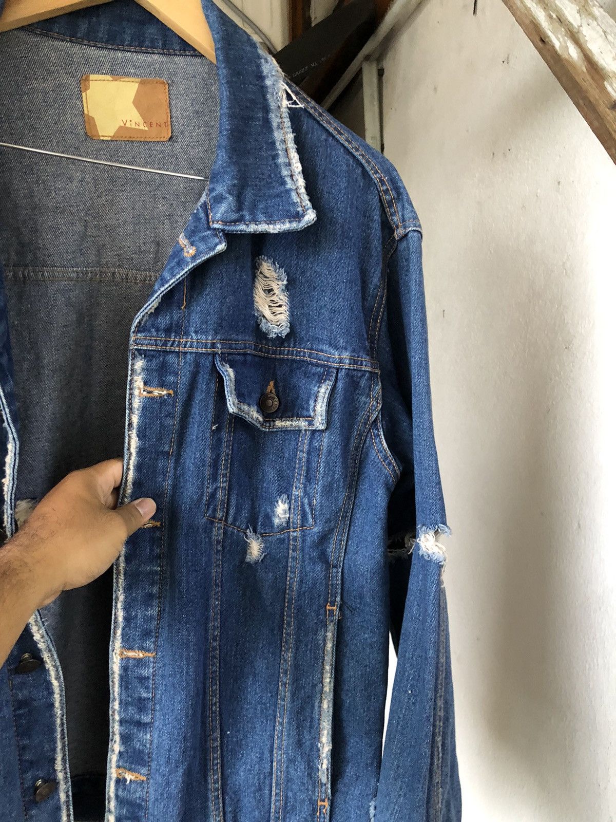 Seditionaries Korean Brans Vincent Punk Distressed Denim Trucker Jacket Size US L / EU 52-54 / 3 - 5 Thumbnail