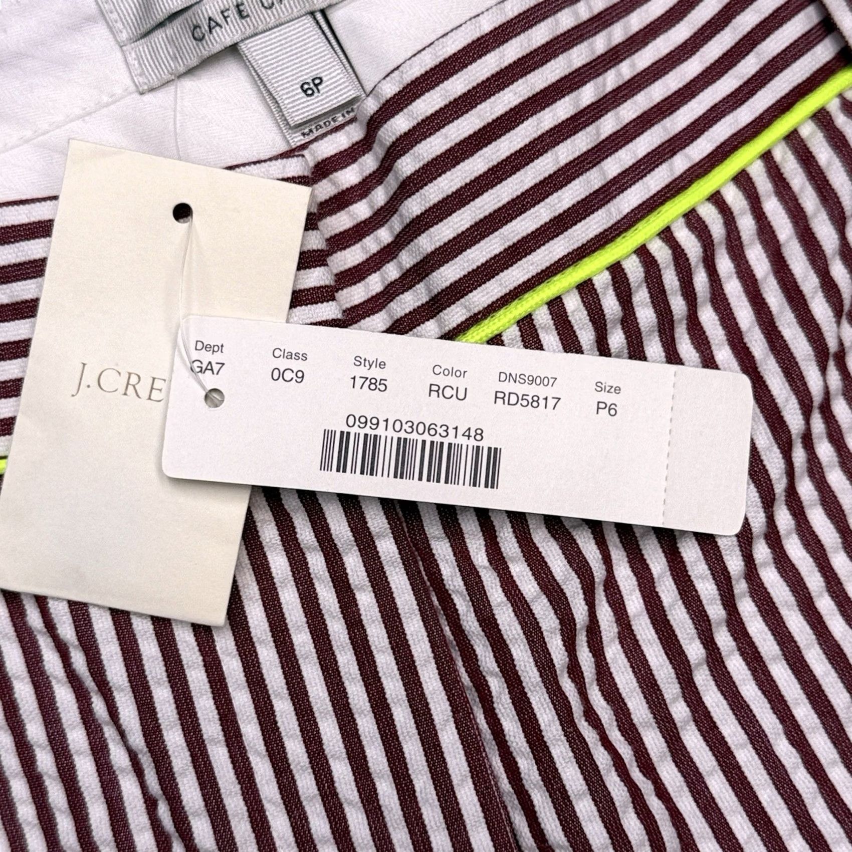 J.Crew J.CREW Capri Pants Womens 6P Seersucker Striped Zip Flat Front Cotton White Tapered Leg 23.5 Inseam Vintage No Size 28" / US 6 / IT 42 - 5 Thumbnail