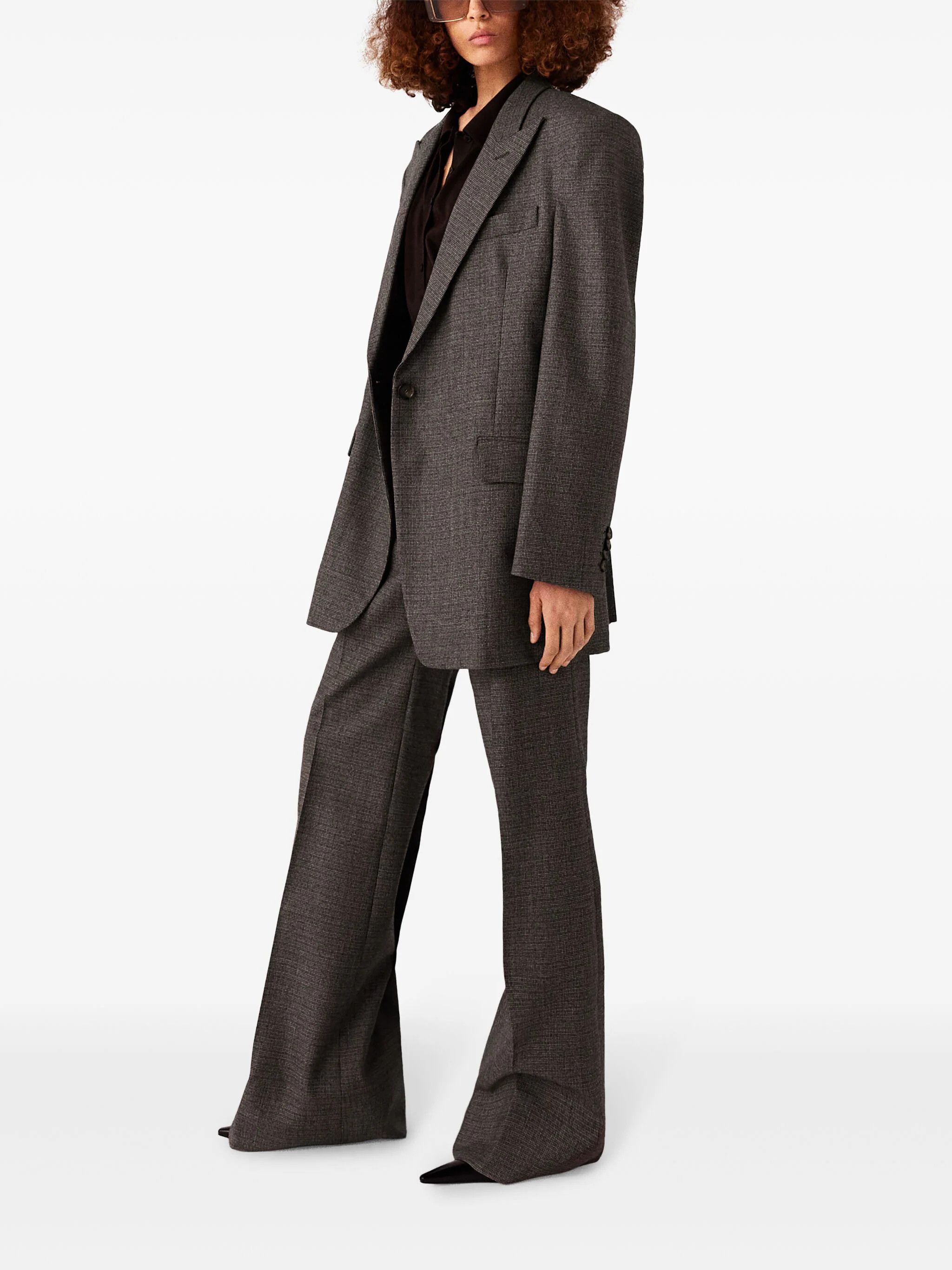 Stella McCartney o1s22i1n1024 Houndstooth Single Breasted Blazer in Grey Size M / US 6-8 / IT 42-44 - 2 Thumbnail
