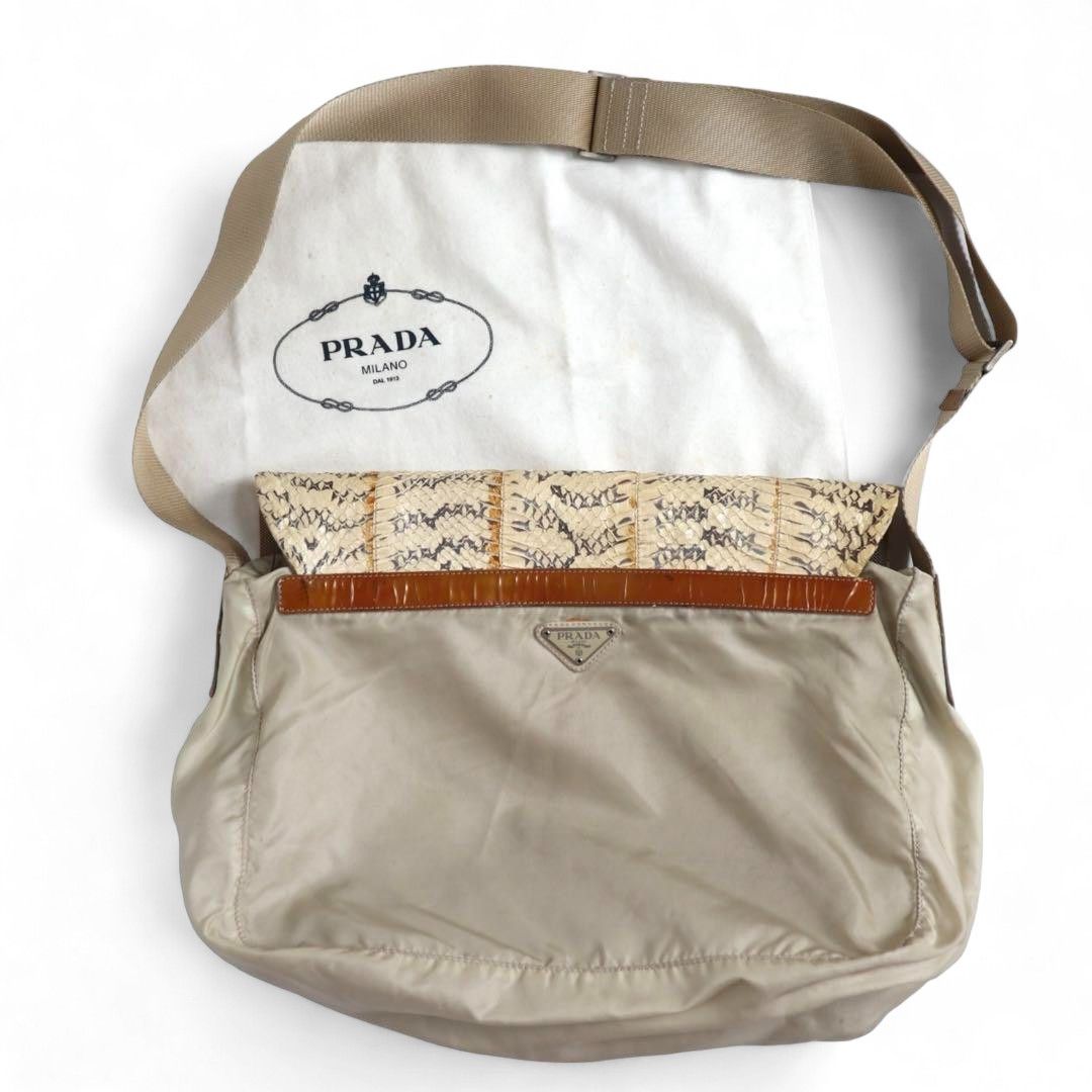 Prada Prada - Shoulder Bag Beige Leather Brown Triangle Logo Plate Size ONE SIZE - 2 Thumbnail